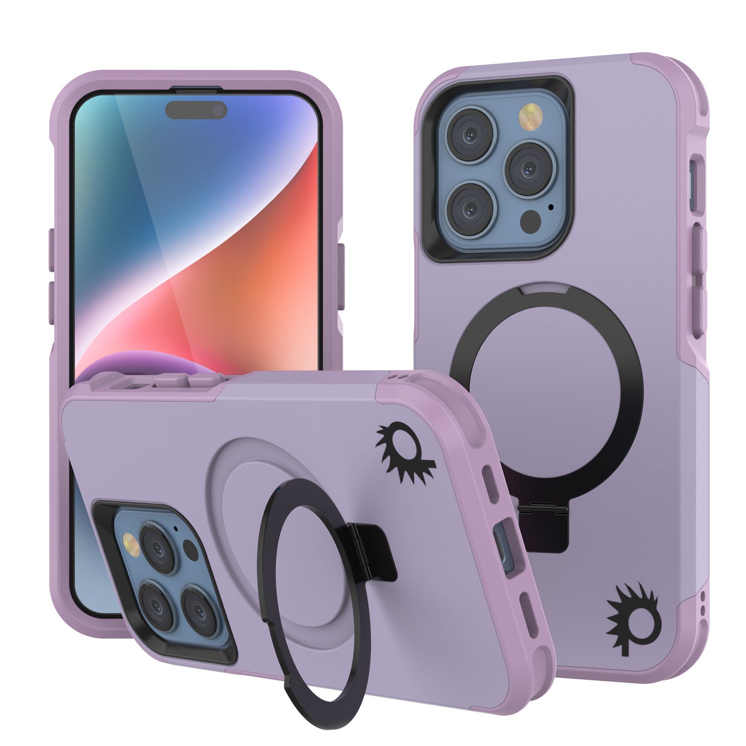 PunkCase iPhone 15 Pro Case, [Spartan 2.0 Series] Clear Rugged Heavy Duty Cover W/Built in Screen Protector [lilac]