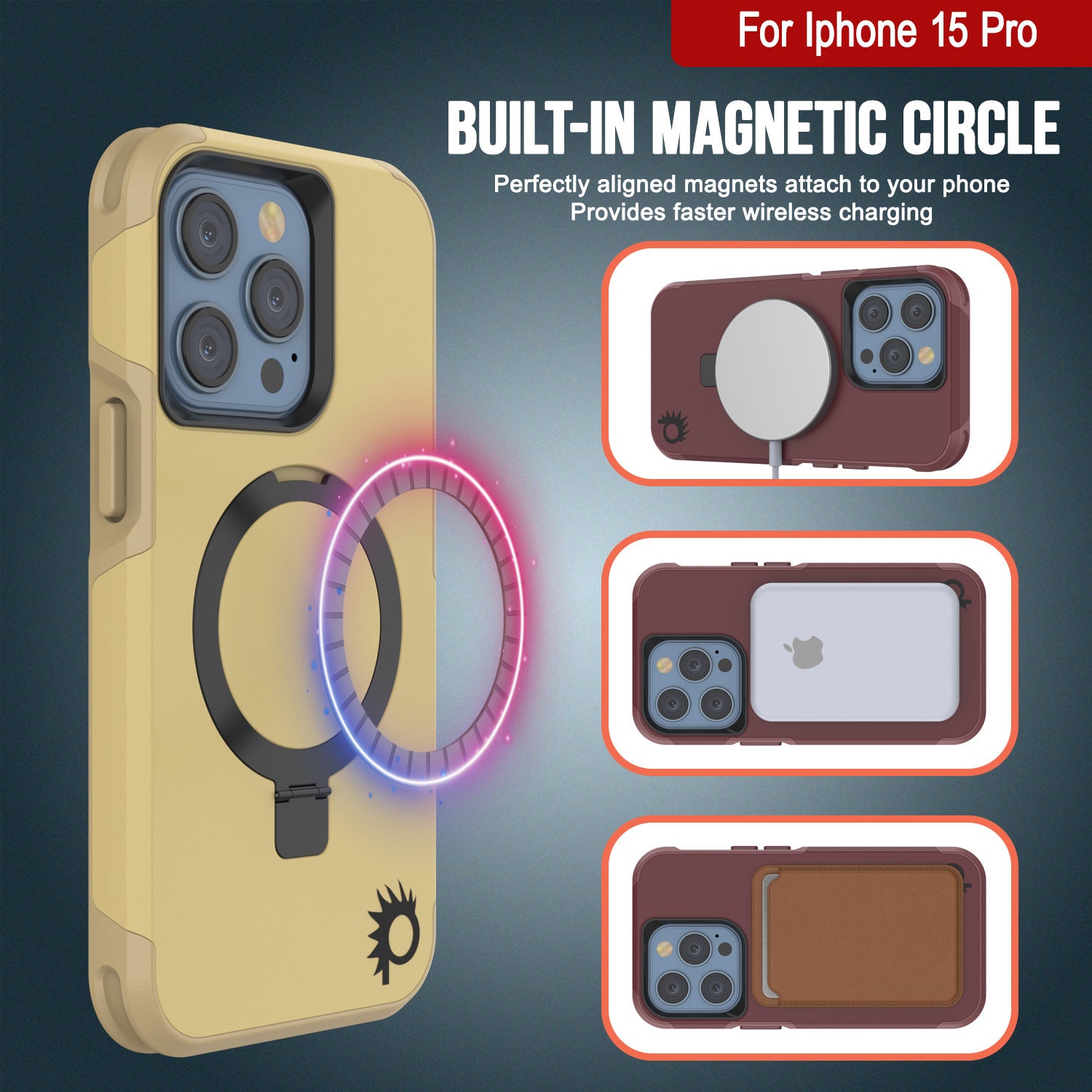 PunkCase iPhone 15 Pro Case, [Spartan 2.0 Series] Clear Rugged Heavy Duty Cover W/Built in Screen Protector [yellow]