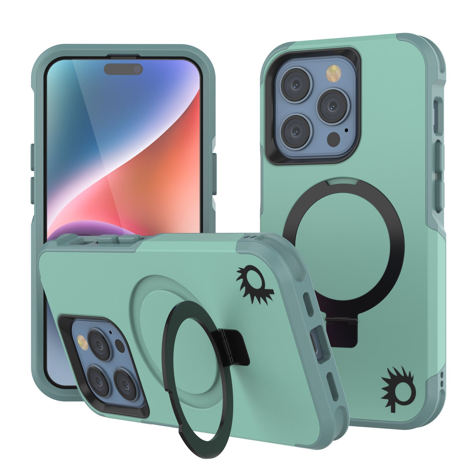 PunkCase iPhone 15 Pro Case, [Spartan 2.0 Series] Clear Rugged Heavy Duty Cover W/Built in Screen Protector [teal]