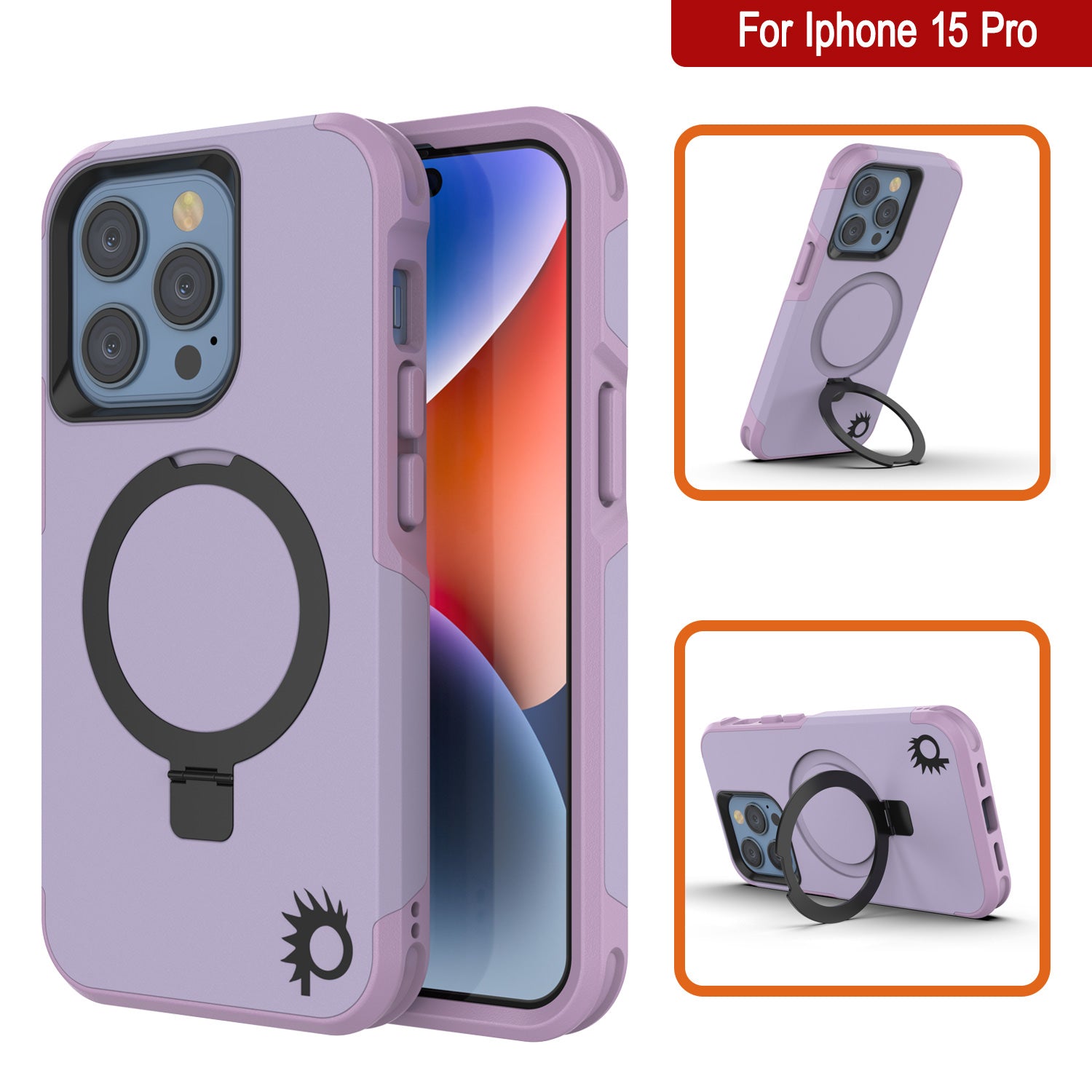 PunkCase iPhone 15 Pro Case, [Spartan 2.0 Series] Clear Rugged Heavy Duty Cover W/Built in Screen Protector [lilac]