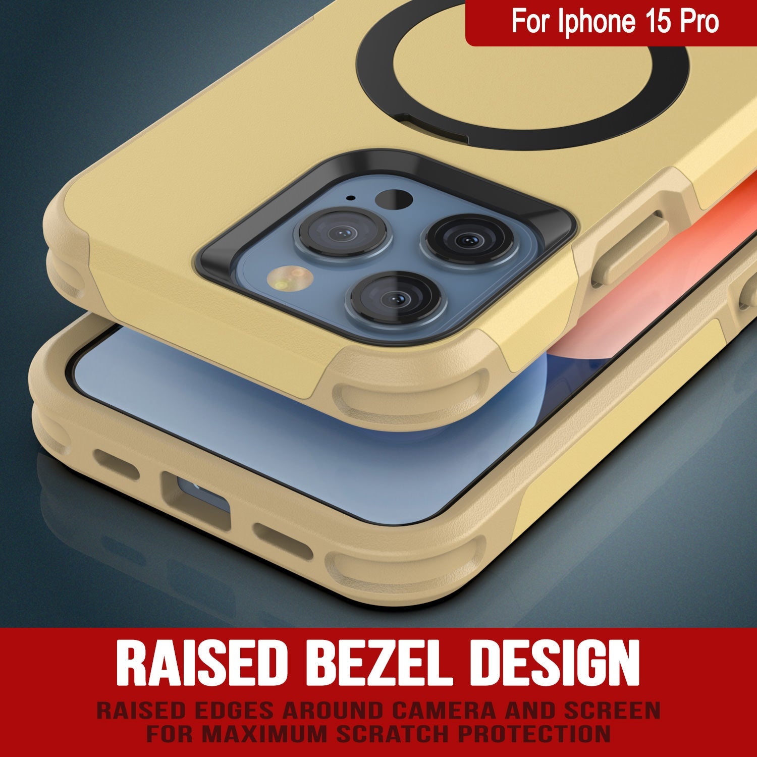 PunkCase iPhone 15 Pro Case, [Spartan 2.0 Series] Clear Rugged Heavy Duty Cover W/Built in Screen Protector [yellow]