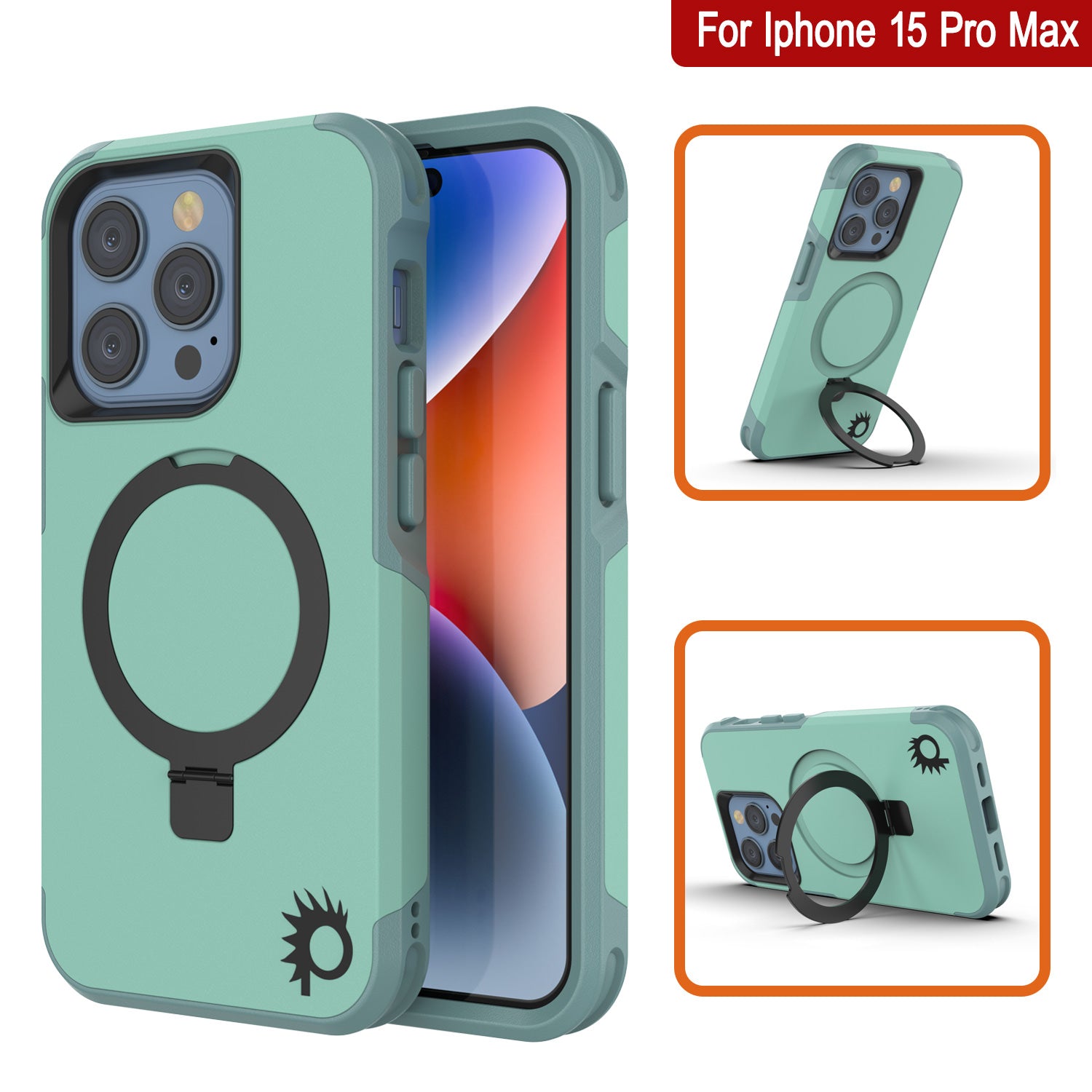 PunkCase iPhone 15 Pro Max Case, [Spartan 2.0 Series] Clear Rugged Heavy Duty Cover W/Built in Screen Protector [teal]