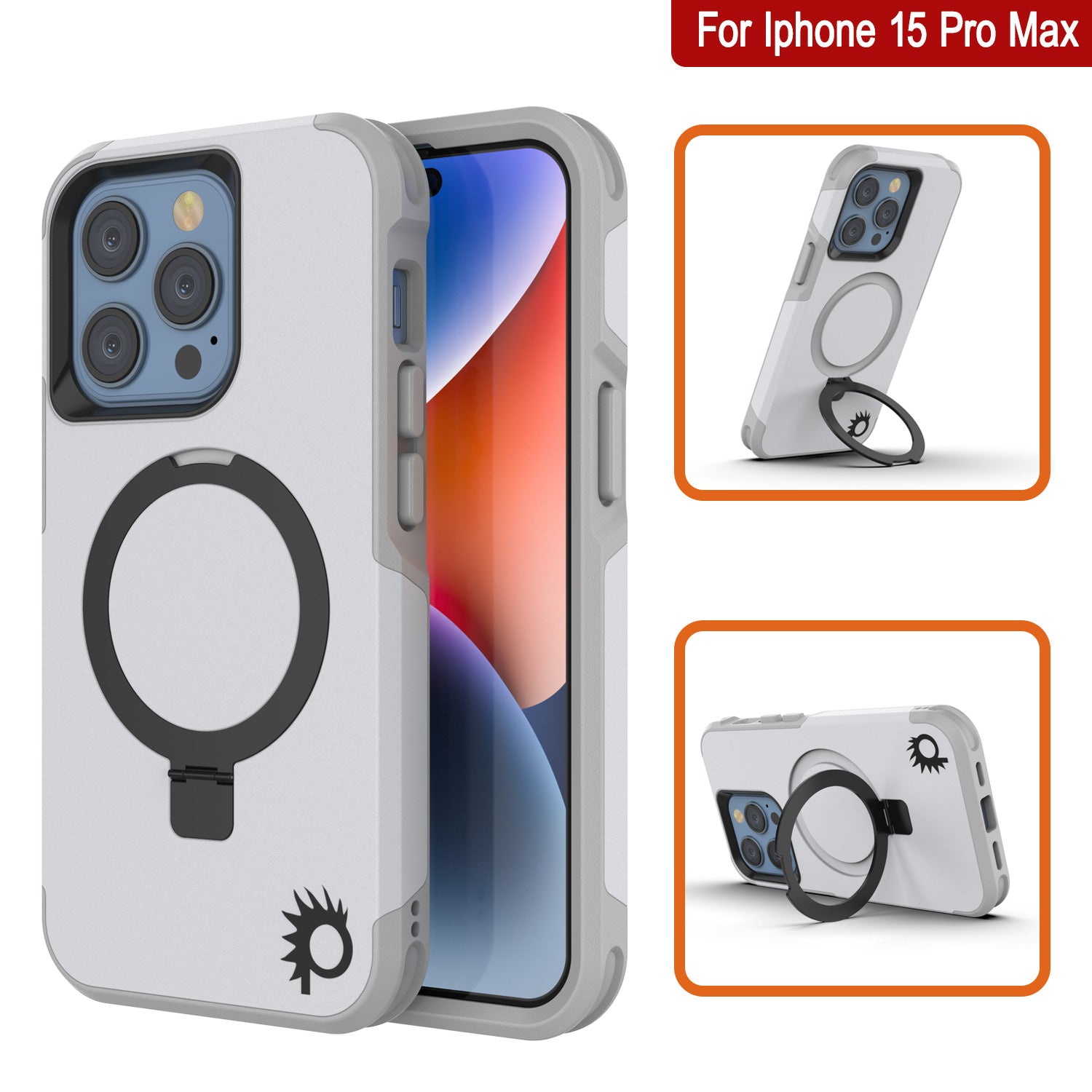 PunkCase iPhone 15 Pro Max Case, [Spartan 2.0 Series] Clear Rugged Heavy Duty Cover W/Built in Screen Protector [white]