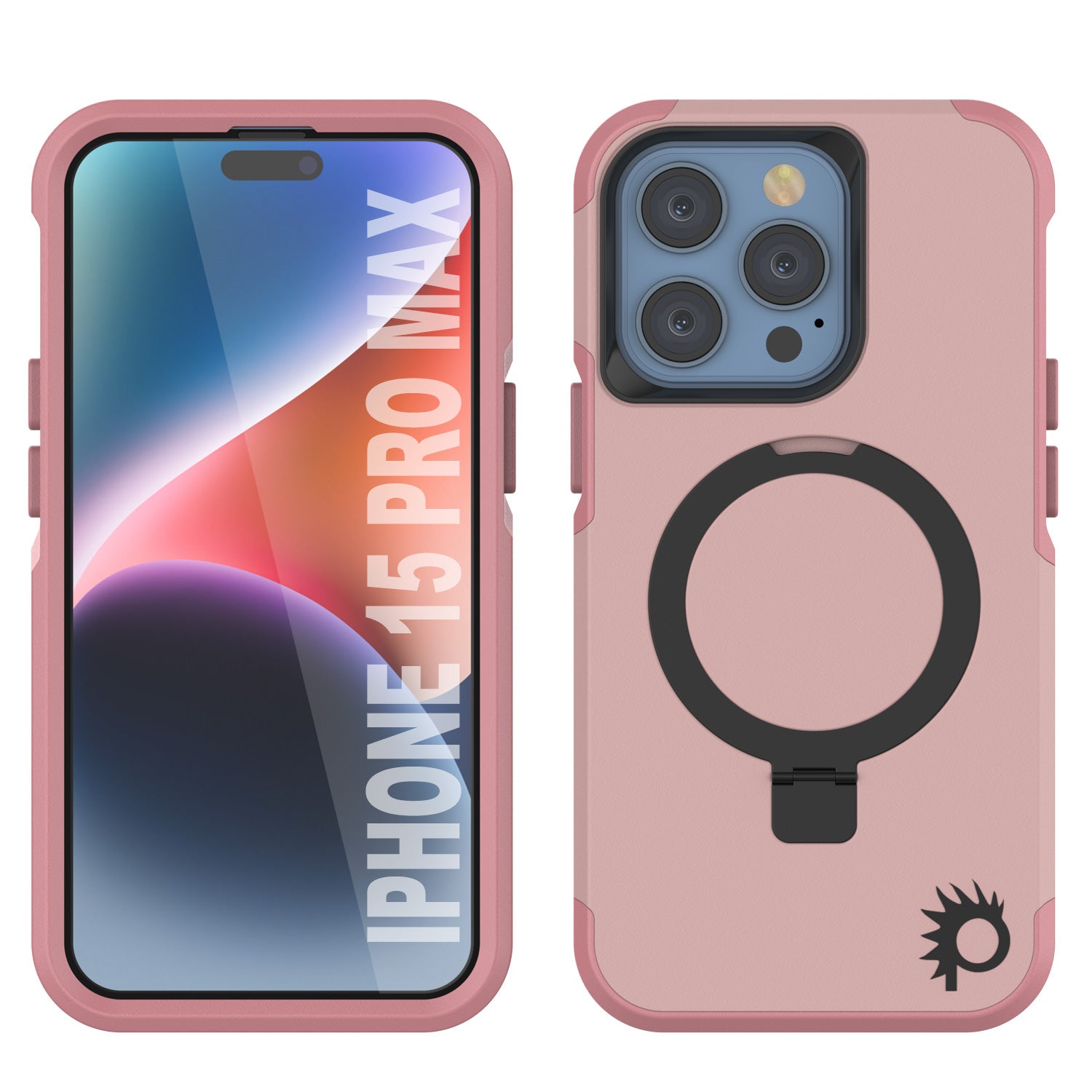 PunkCase iPhone 15 Pro Max Case, [Spartan 2.0 Series] Clear Rugged Heavy Duty Cover W/Built in Screen Protector [pink]