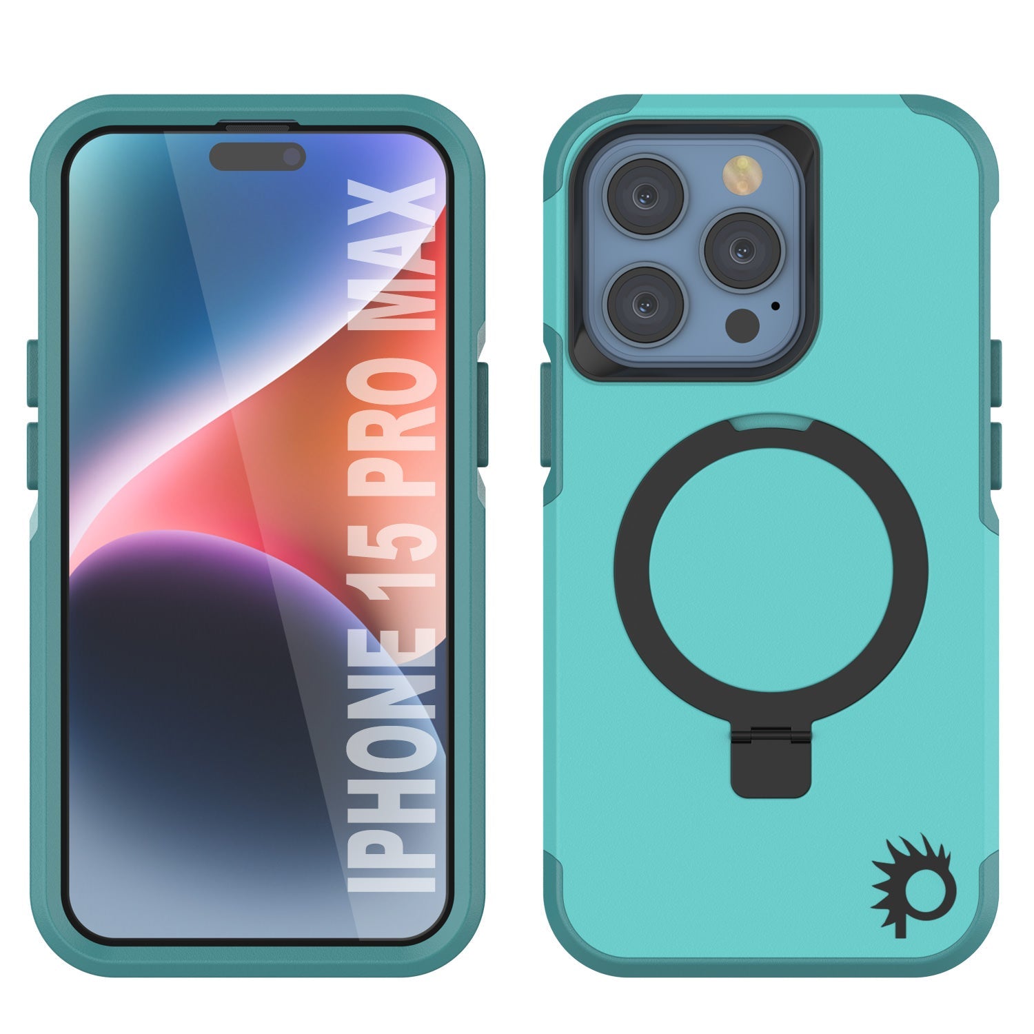 PunkCase iPhone 15 Pro Max Case, [Spartan 2.0 Series] Clear Rugged Heavy Duty Cover W/Built in Screen Protector [Blue]