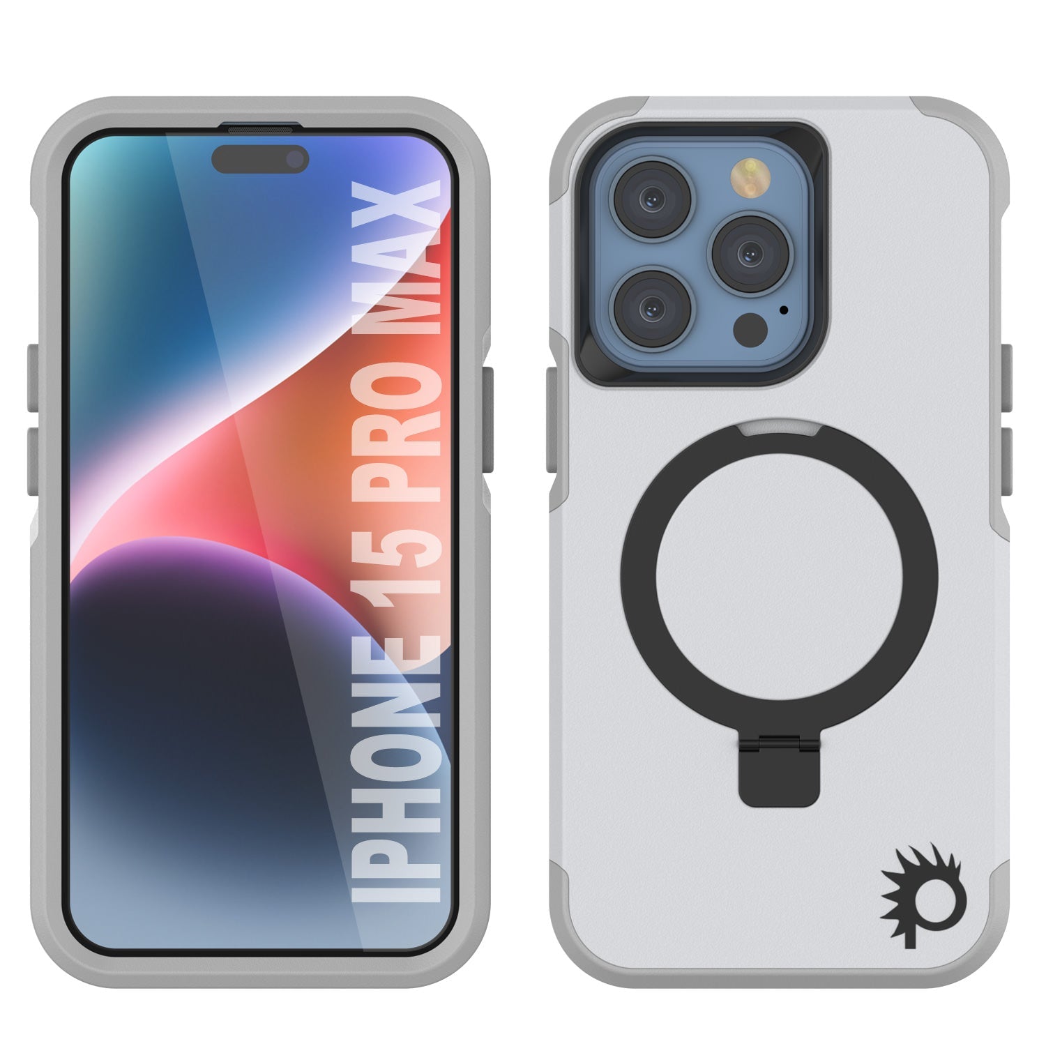 PunkCase iPhone 15 Pro Max Case, [Spartan 2.0 Series] Clear Rugged Heavy Duty Cover W/Built in Screen Protector [white]