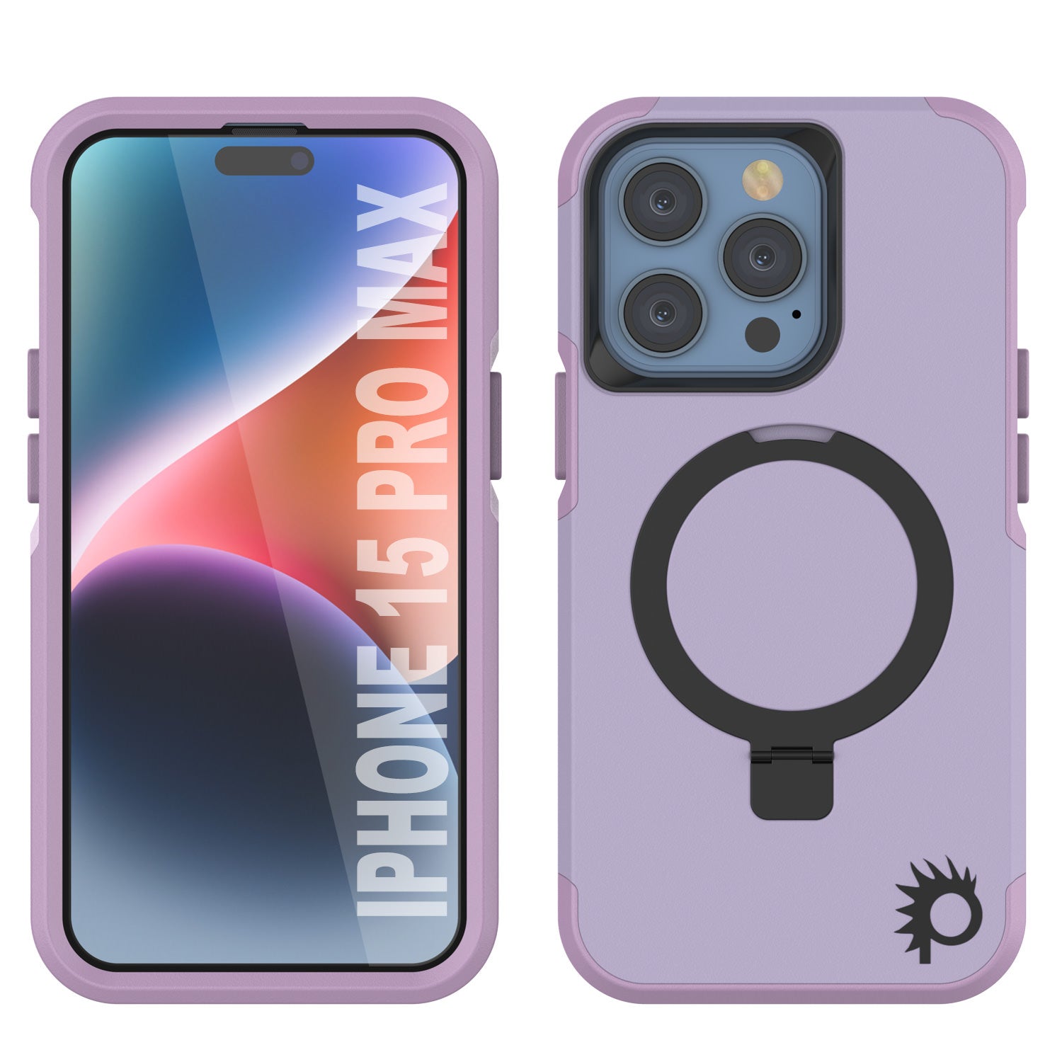 PunkCase iPhone 15 Pro Max Case, [Spartan 2.0 Series] Clear Rugged Heavy Duty Cover W/Built in Screen Protector [lilac]