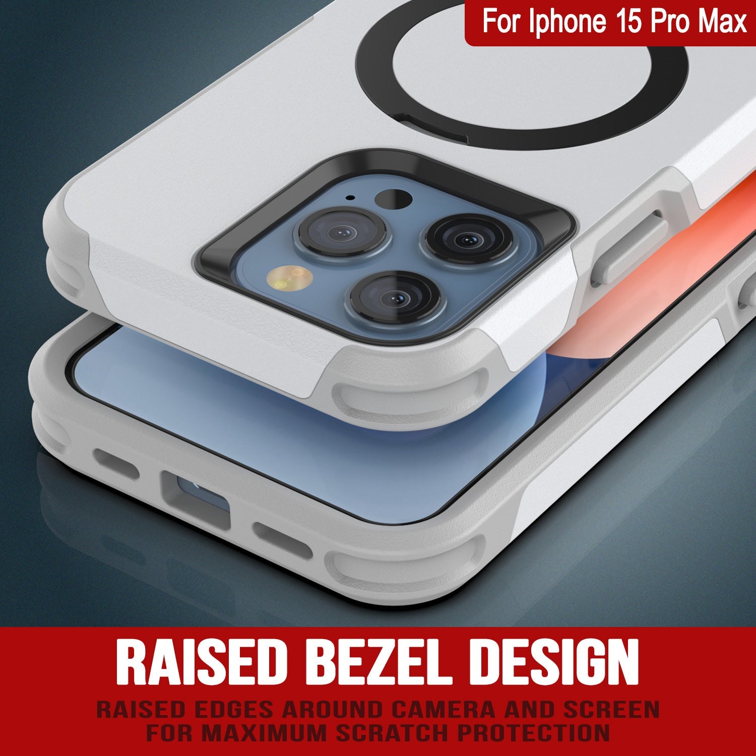 PunkCase iPhone 15 Pro Max Case, [Spartan 2.0 Series] Clear Rugged Heavy Duty Cover W/Built in Screen Protector [white]