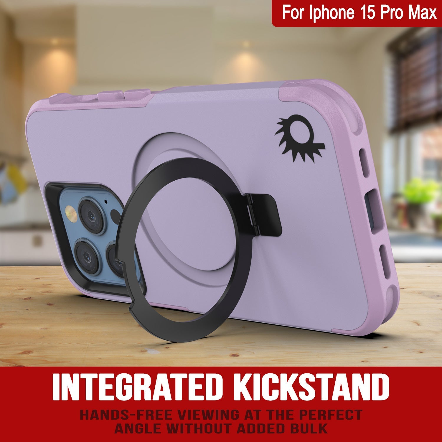 PunkCase iPhone 15 Pro Max Case, [Spartan 2.0 Series] Clear Rugged Heavy Duty Cover W/Built in Screen Protector [lilac]