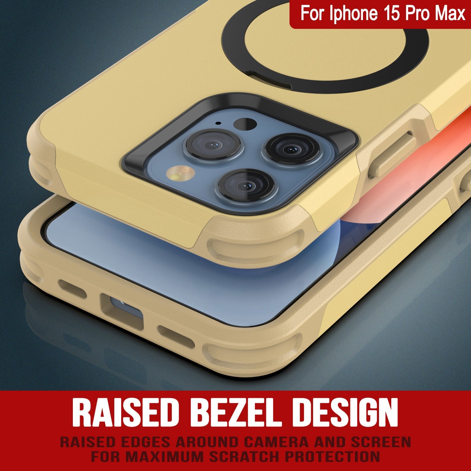 PunkCase iPhone 15 Pro Max Case, [Spartan 2.0 Series] Clear Rugged Heavy Duty Cover W/Built in Screen Protector [yellow]