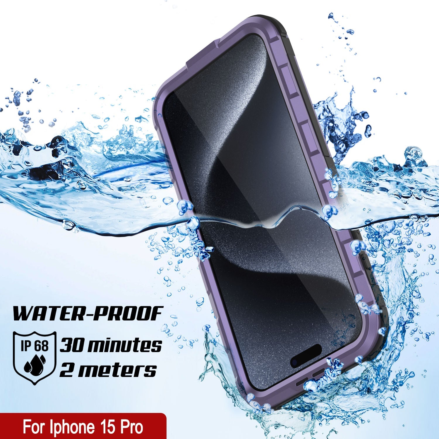 iPhone 15 Pro Metal Extreme 2.0 Series Aluminum Waterproof Case IP68 W/Buillt in Screen Protector [Purple]