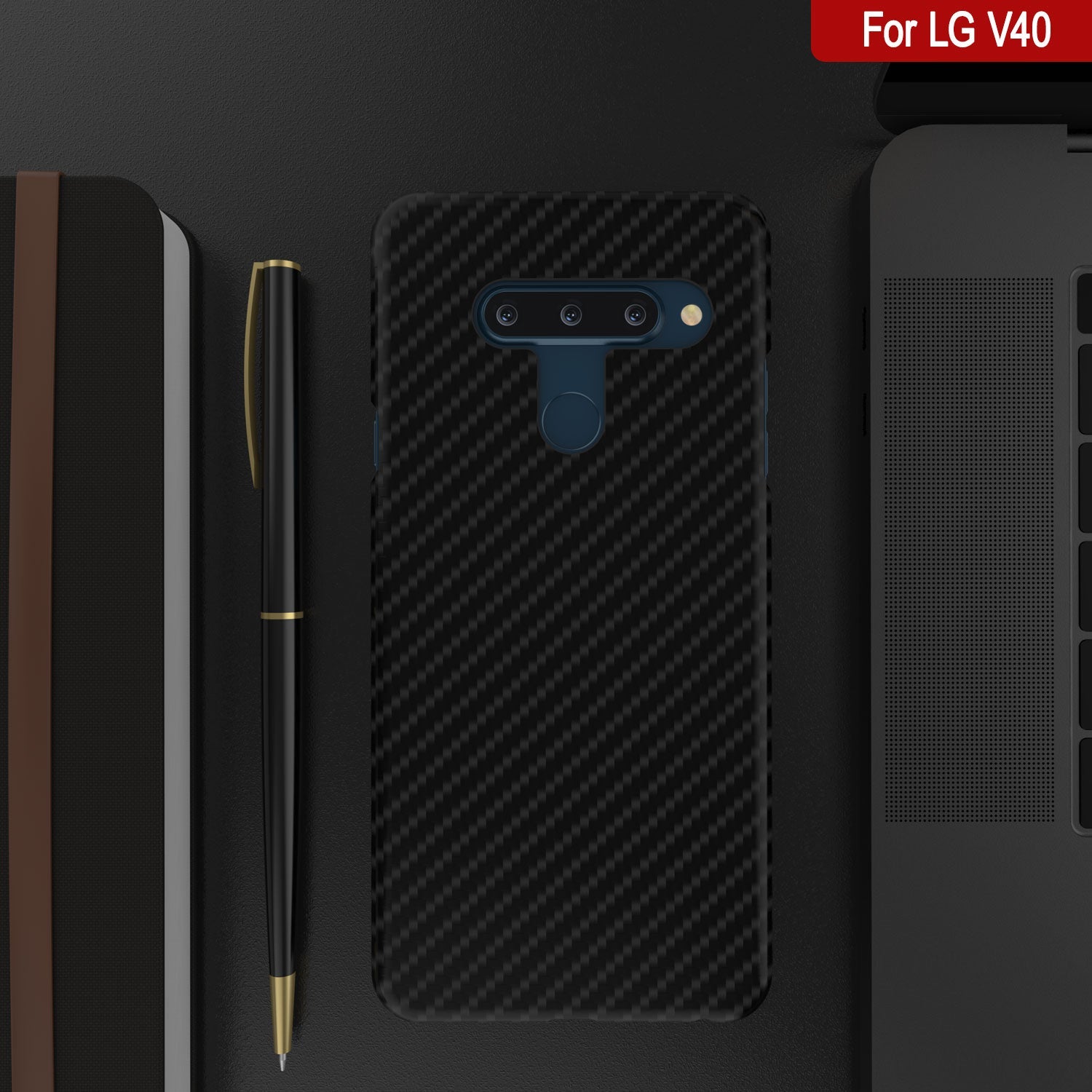 PunkCase LG V40 Case [CarbonShield Series] Ultra Thin & Protective Cover
