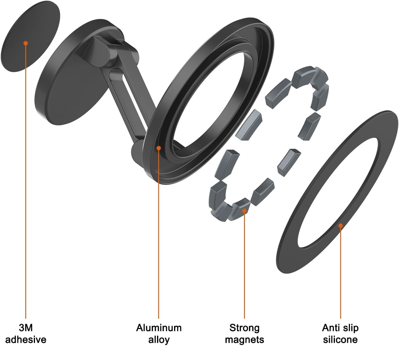 PunkCase MagnoGrip 360 | Powerful Aluminium Alloy Car Phone Holder [Black]