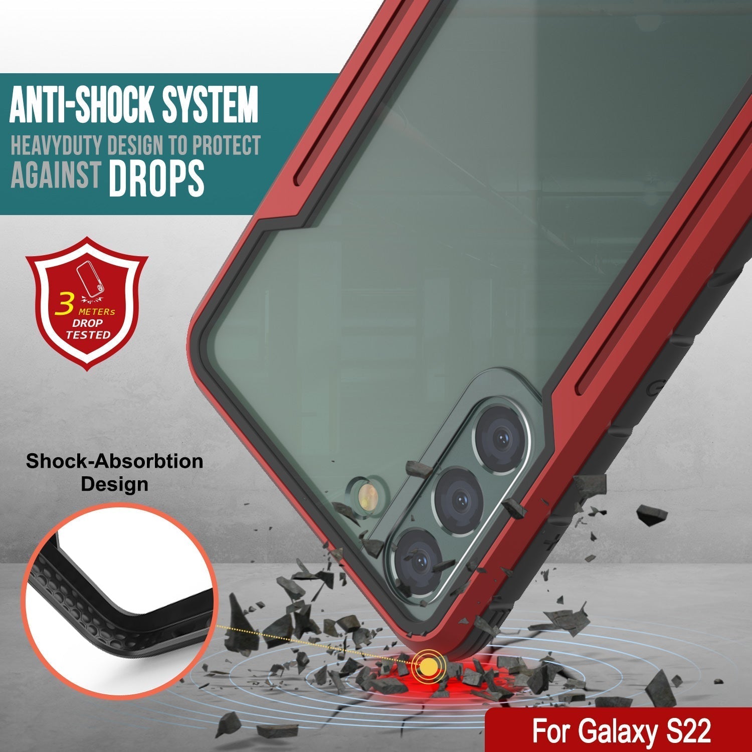 Capa Protetora Punkcase S22 Ravenge Military Grade Multi-Camada [Vermelho]