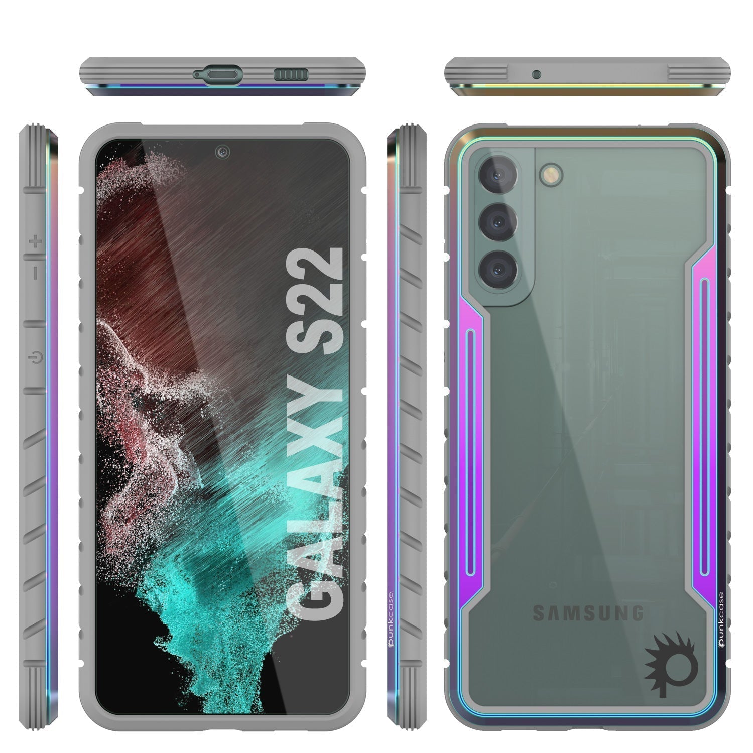 Capa protetora Punkcase S22 Ravenger Grau Militar Multicamadas [Arco-íris]