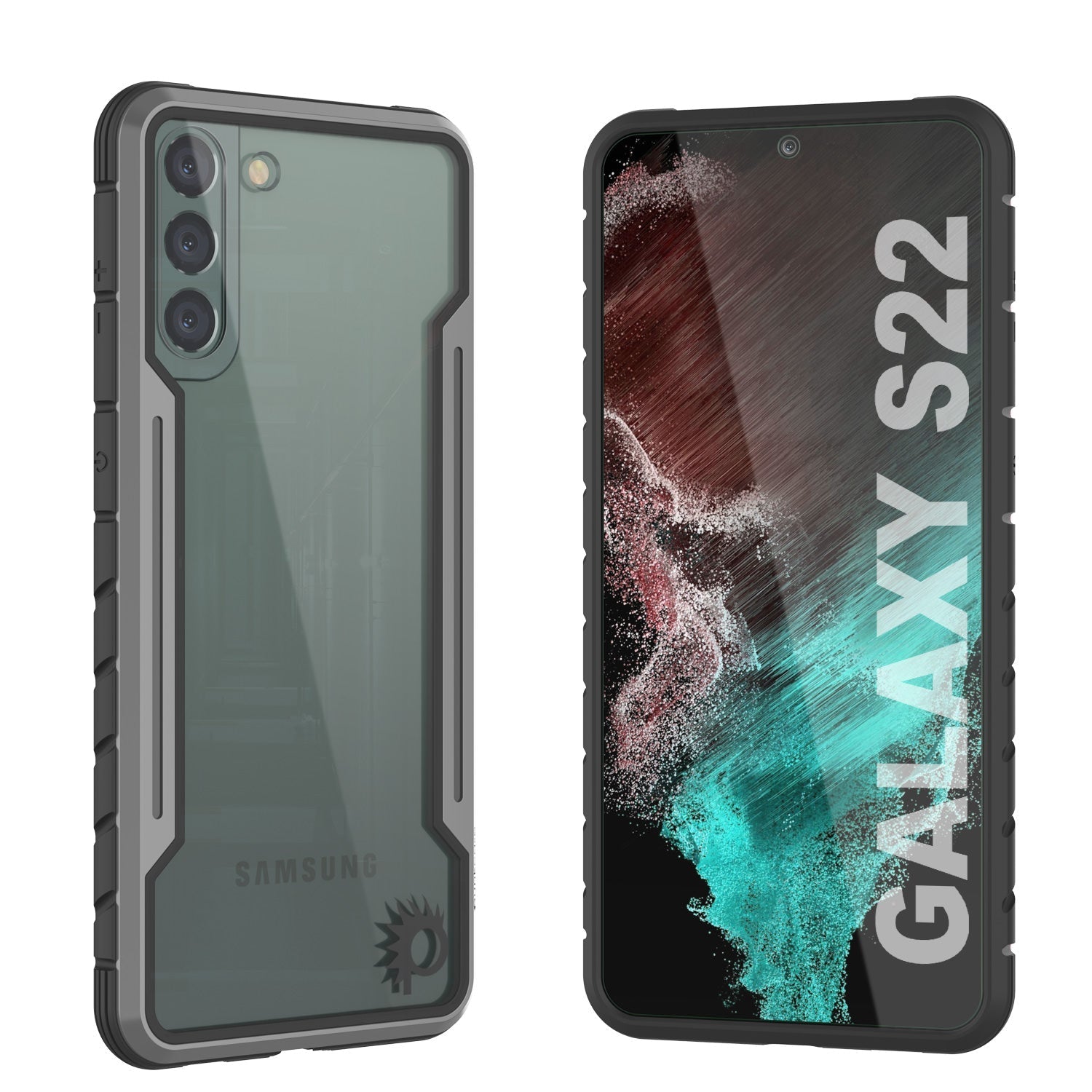 Capa protetora Punkcase S22 ravenger de Grau Militar com camadas múltiplas [Cinza-Preto]
