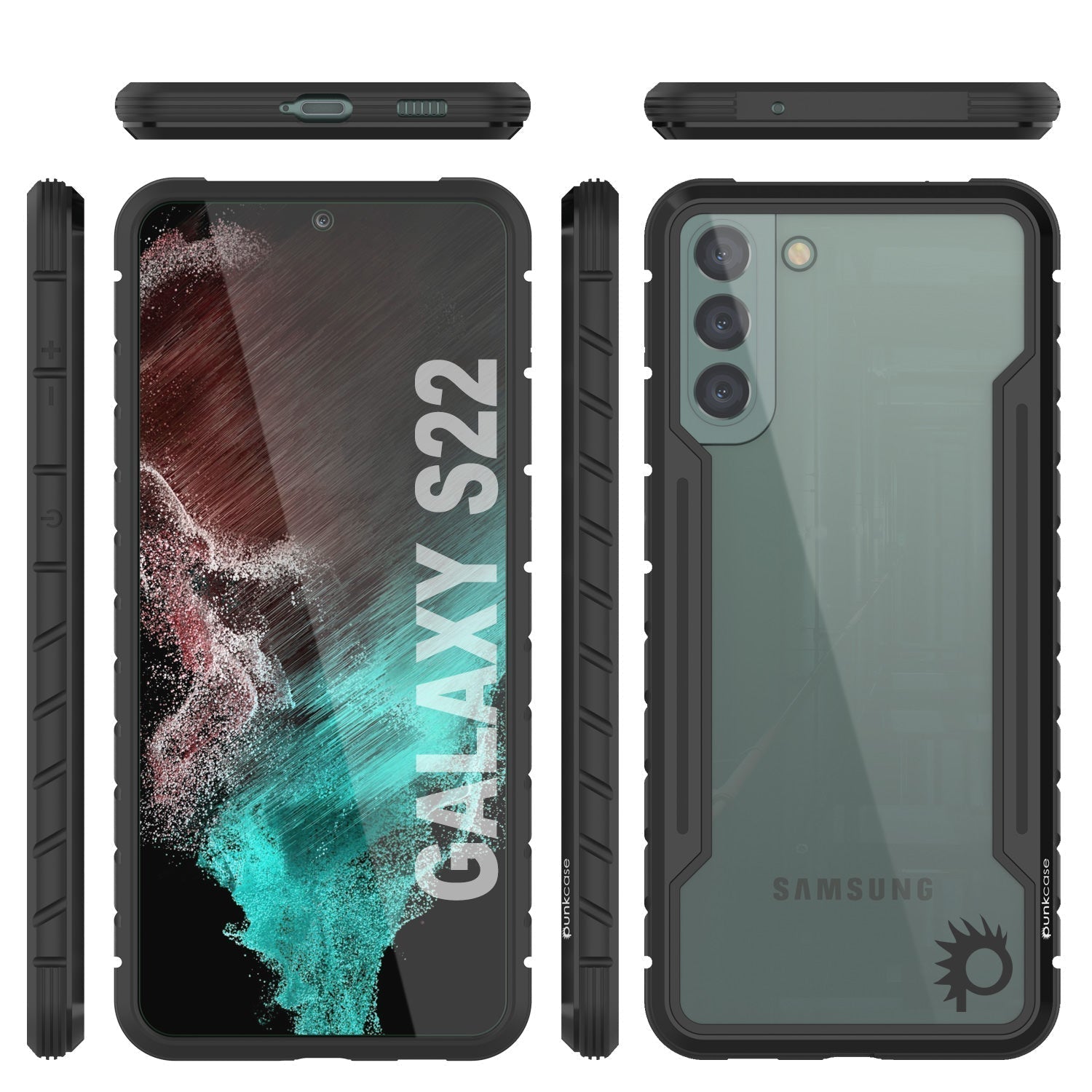 Capa protetora Punkcase S22 Ravenger de Grau Militar de Camada Múltipla [Preto]