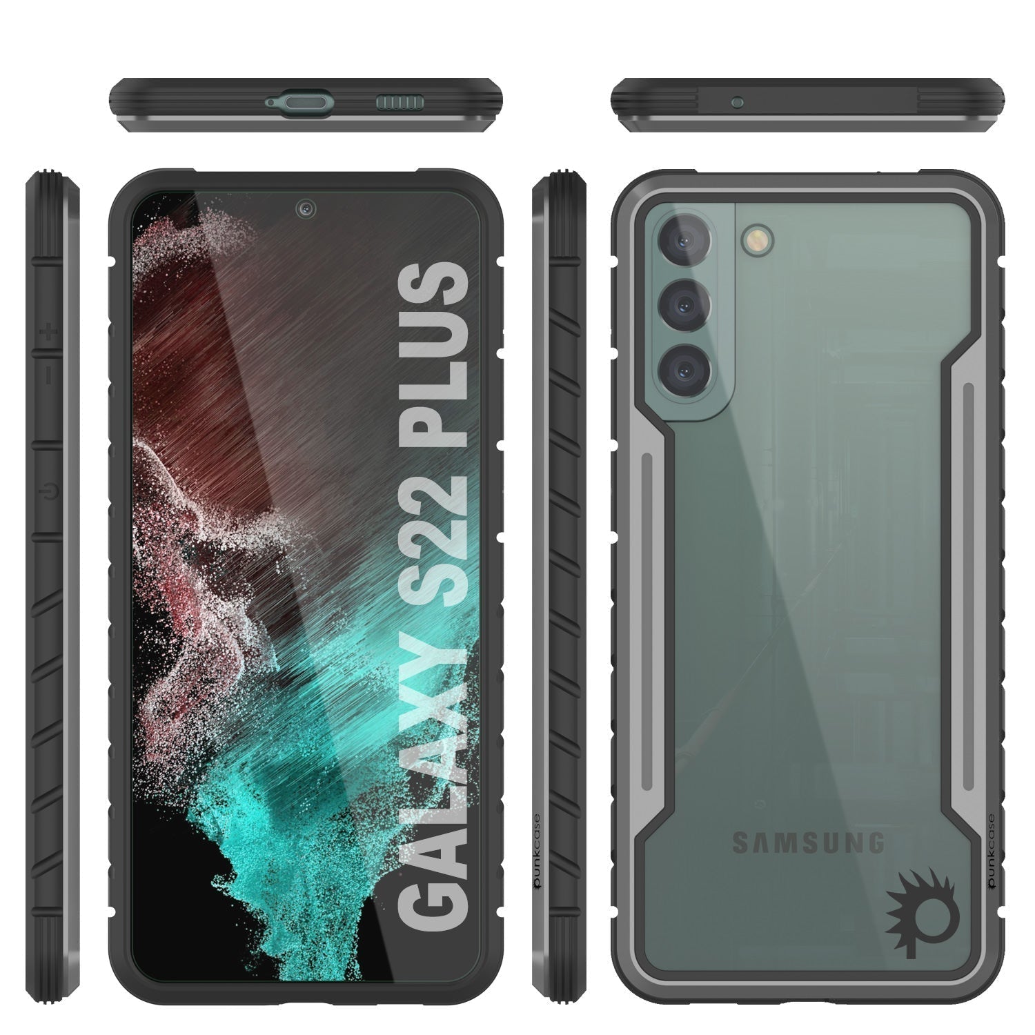Punkcase S22+ Plus Capa Protetora Militar de Grau Multicamada [Cinza-Preto]