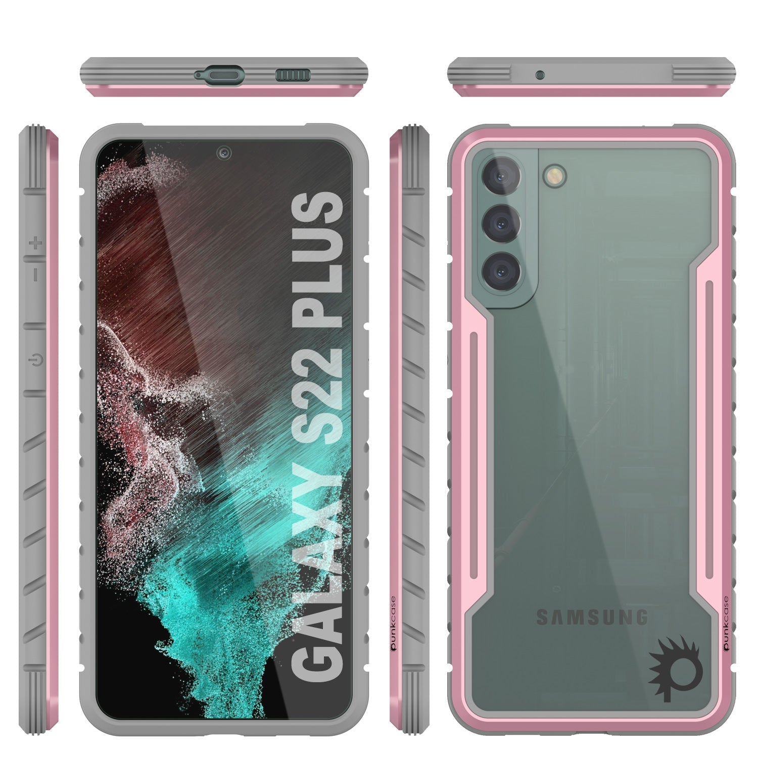 Capa protetora Punkcase S22+ Plus Ravenger de Grau Militar com várias camadas [Cor de Rosa-Dourado]