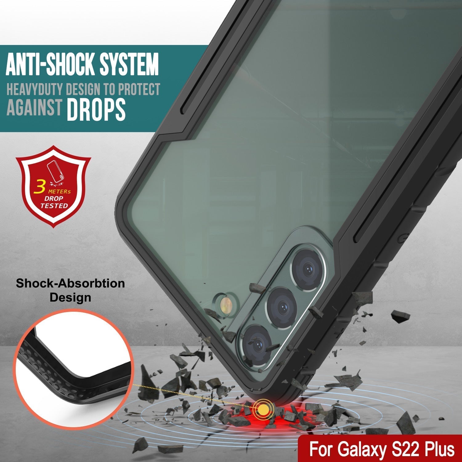 Capa protetora Punkcase S22+ Plus Ravenger Grade Militar Multicamada [Preto]