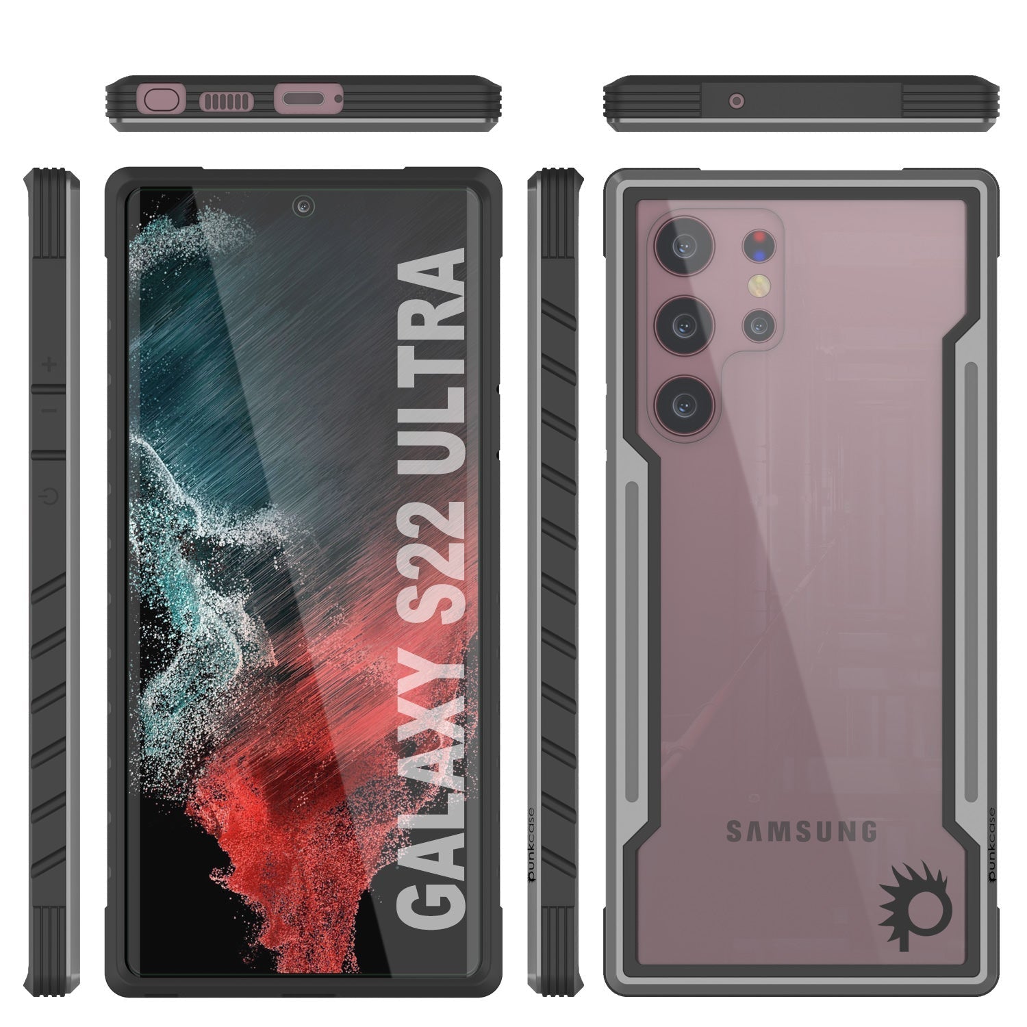 Capa de Proteção Militar de Camada Múltipla Punkcase S22 Ultra Ravenger [Cinza-Preto]