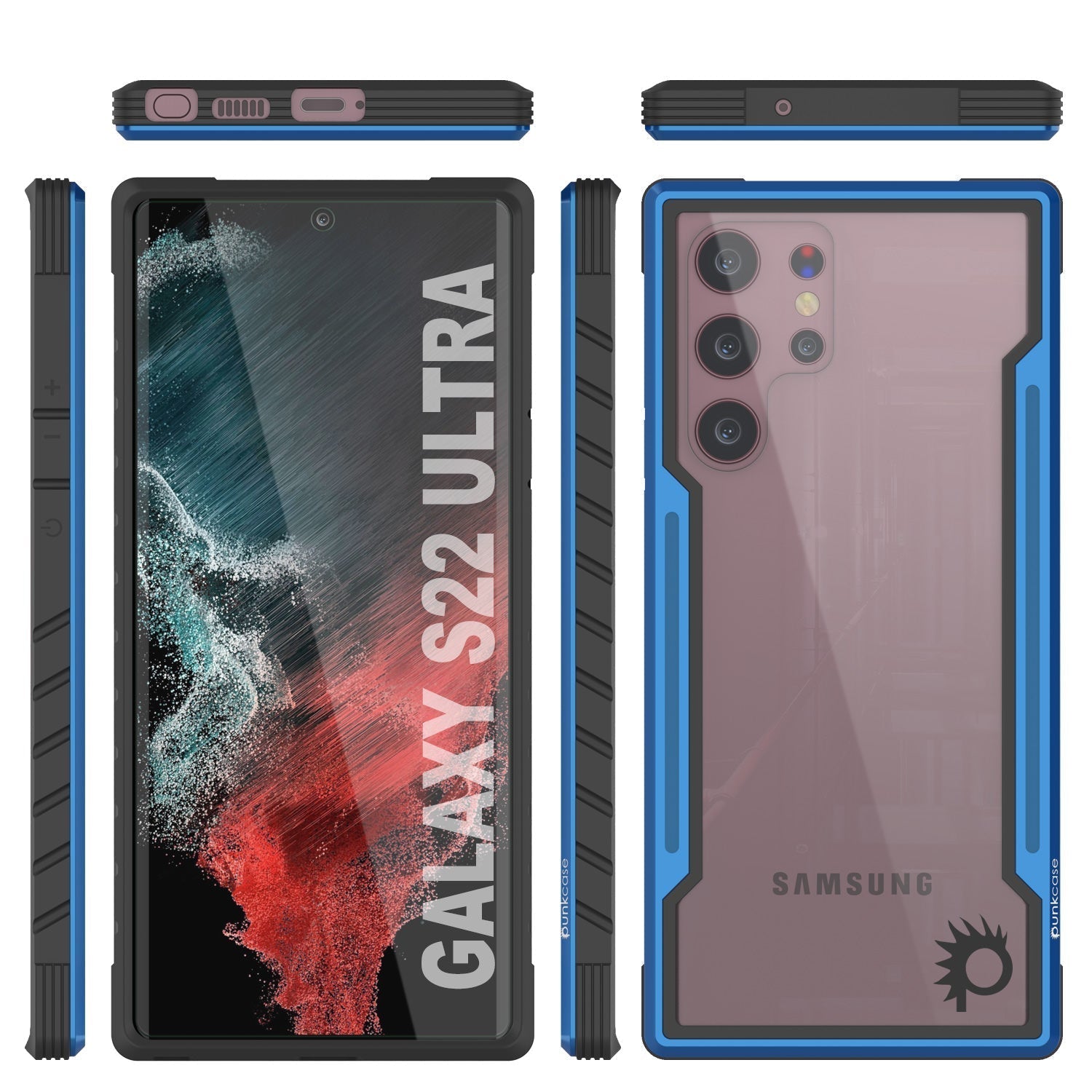 Capa protetora Punkcase S22 Ultra Ravenger Grade Militar Multicamada [Azul Marinho]