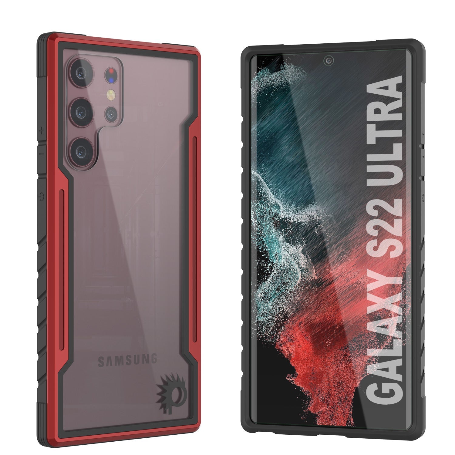 Capa protetora Punkcase S22 Ultra Ravenger Grau Militar Multicamadas [Vermelho]
