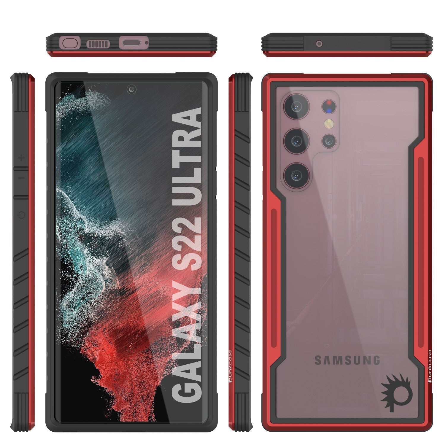 Capa protetora Punkcase S22 Ultra Ravenger Grau Militar Multicamadas [Vermelho]