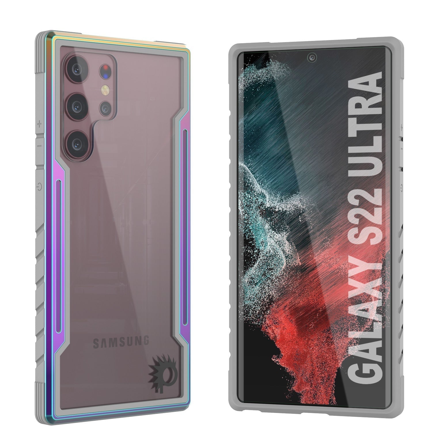 Capa protetora Punkcase S22 Ultra ravenger de Grau Militar com Múltiplas Camadas [Arco-íris]