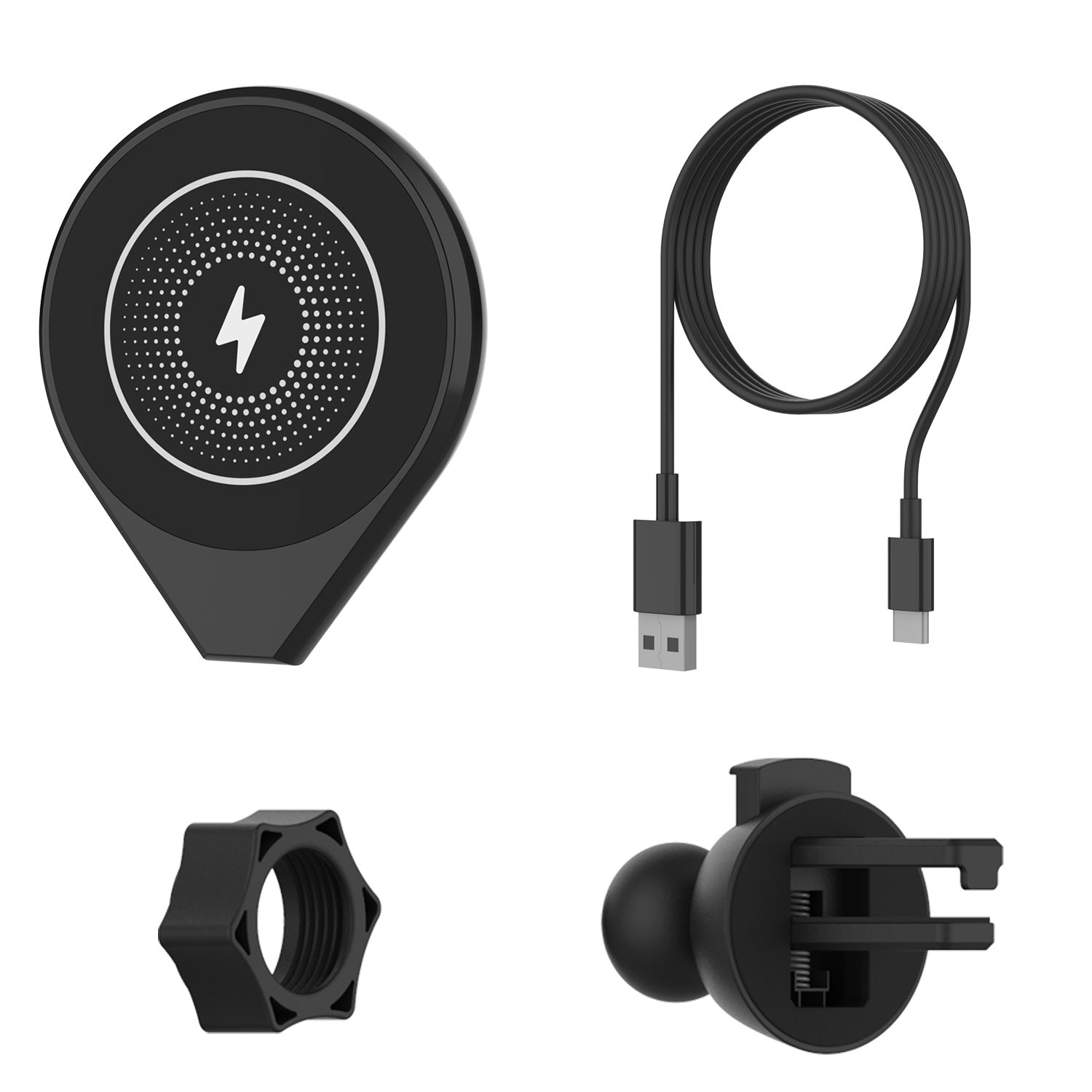 Carregador de carro sem fio Punkcase [Série F8] Carregador rápido universal de 15W para ventilação de ar [Preto]