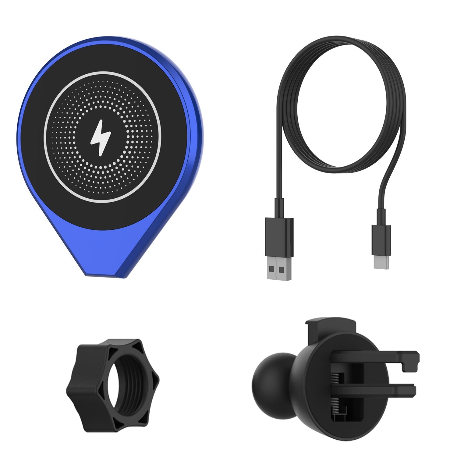 Carregador sem fio Punkcase [Série F8] Carregador universal rápido de 15W para suporte de ventilador de ar [Azul]