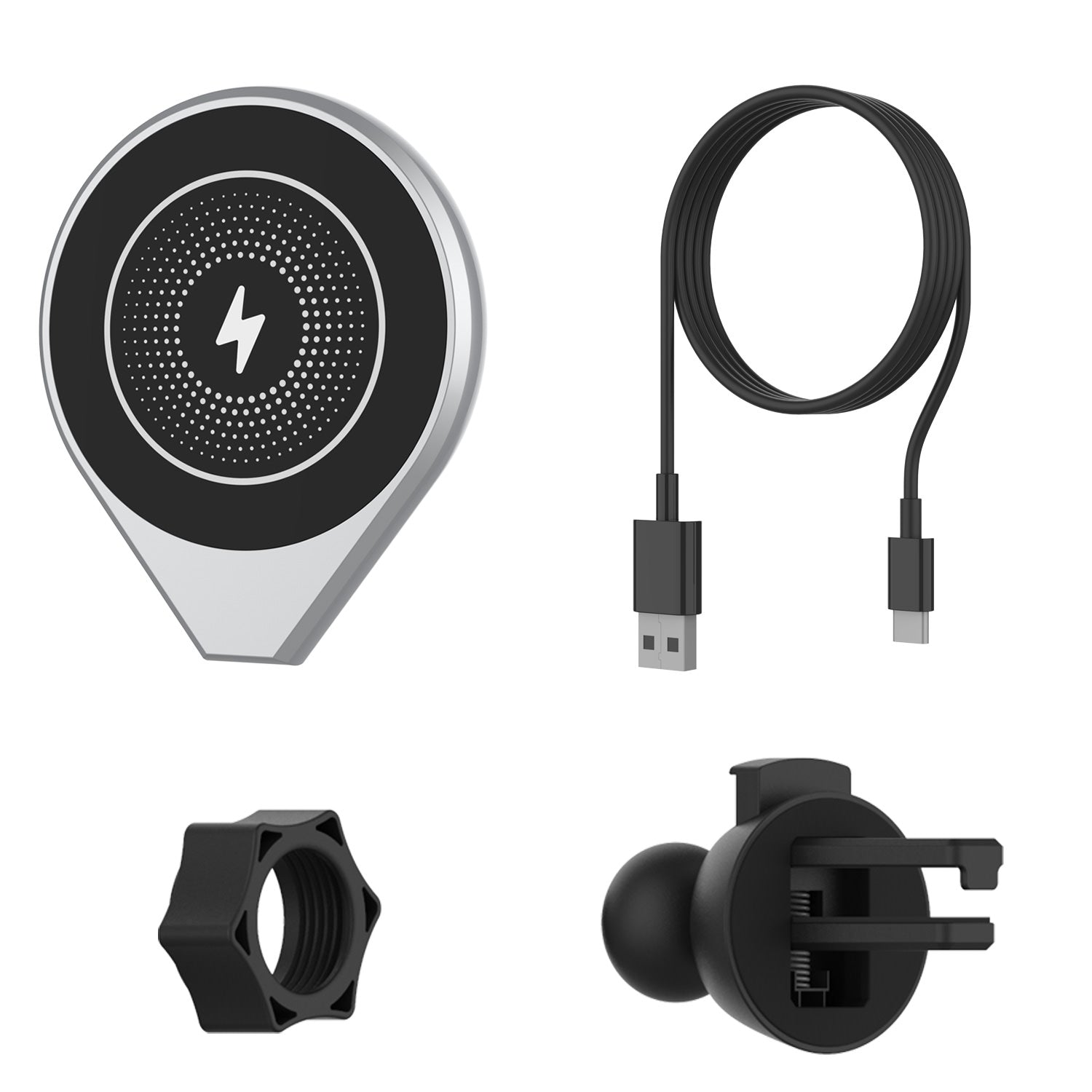 Carregador sem fio Punkcase [Série F8] Universal 15W Carregador Rápido para Suporte de Ventilação de Ar [Prata]