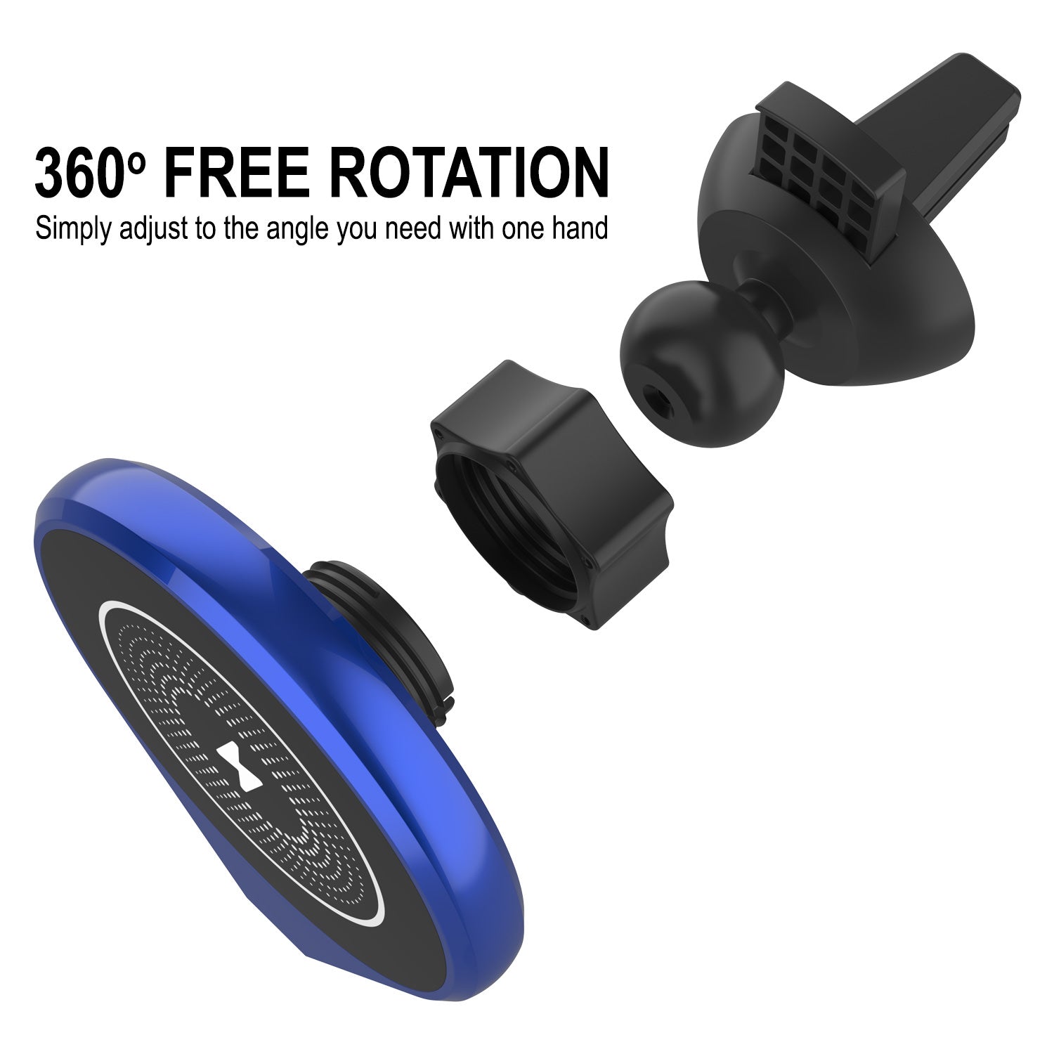 Carregador sem fio Punkcase [Série F8] Carregador universal rápido de 15W para suporte de ventilador de ar [Azul]