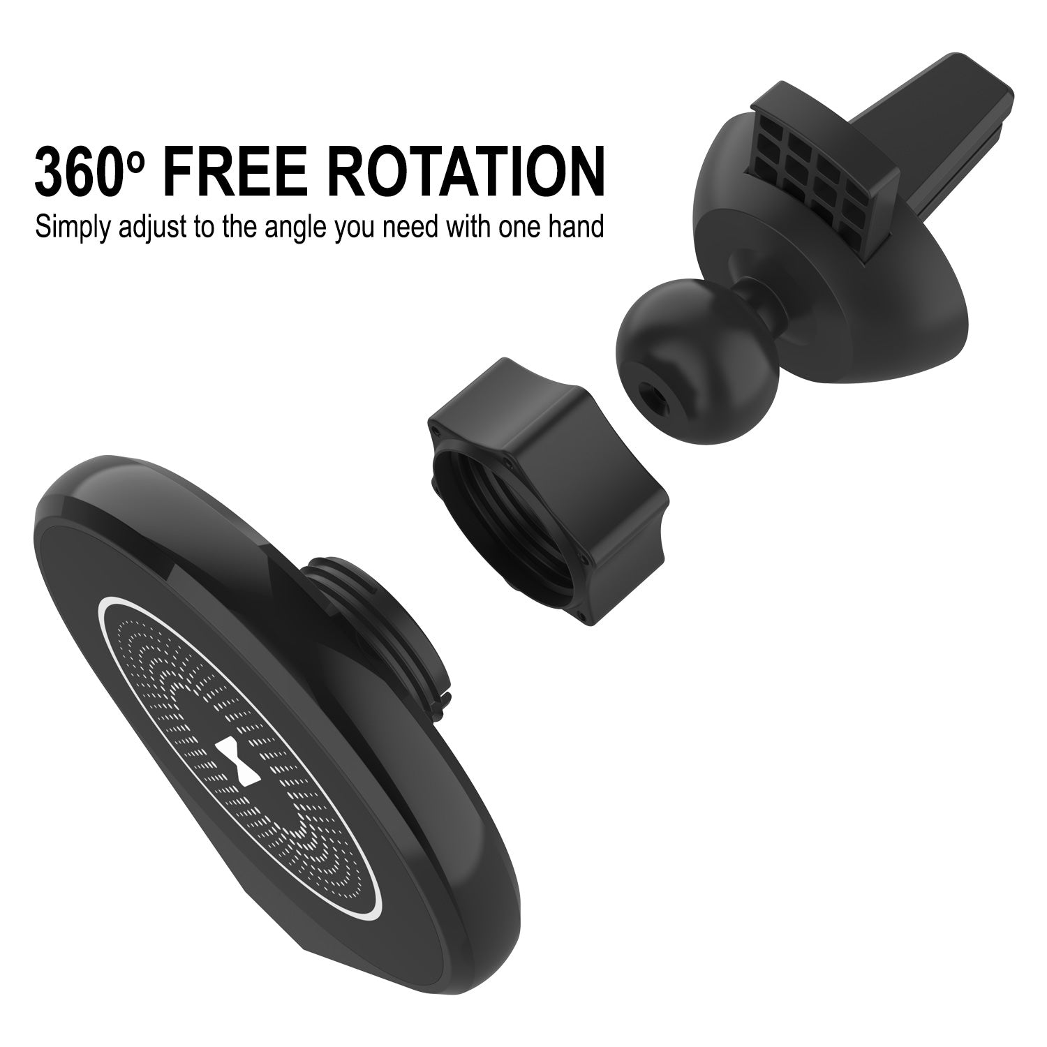 Carregador de carro sem fio Punkcase [Série F8] Carregador rápido universal de 15W para ventilação de ar [Preto]