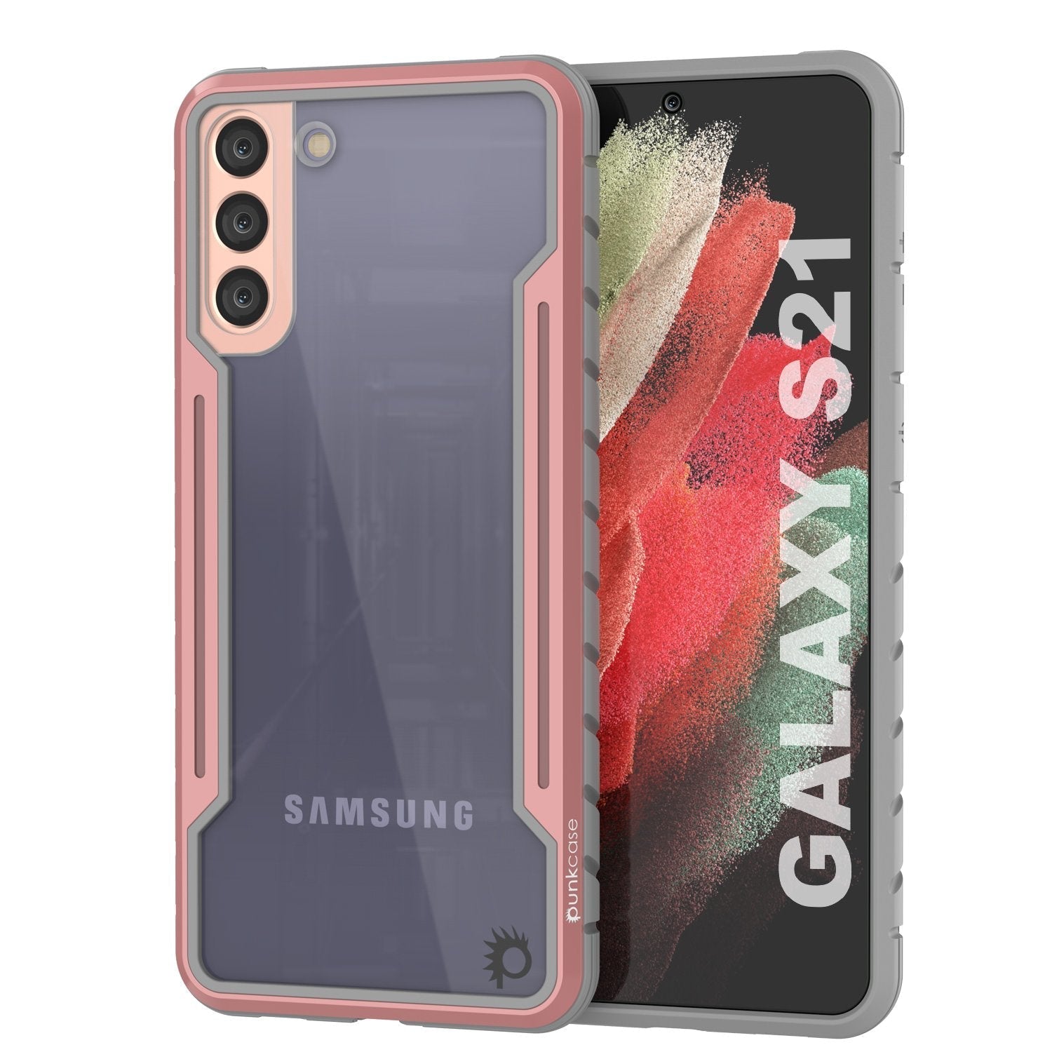 Capa protetora Punkcase S21 Ravenger de Grau Militar com Multicamadas [Rose-Gold]
