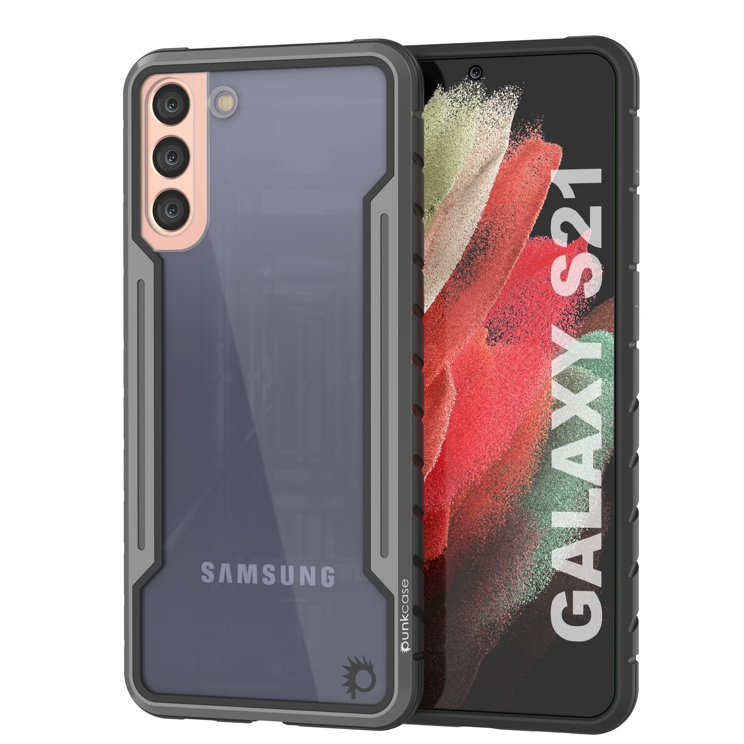 Capa protetora Punkcase S21 Ravenger de grau militar de múltiplas camadas [Cinza-Preto]