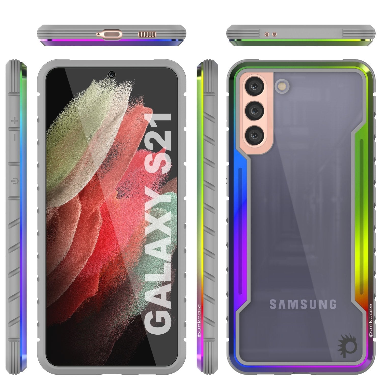 Capa protectora Punkcase S21 Ravenger de grau militar com múltiplas camadas [Arco-íris]