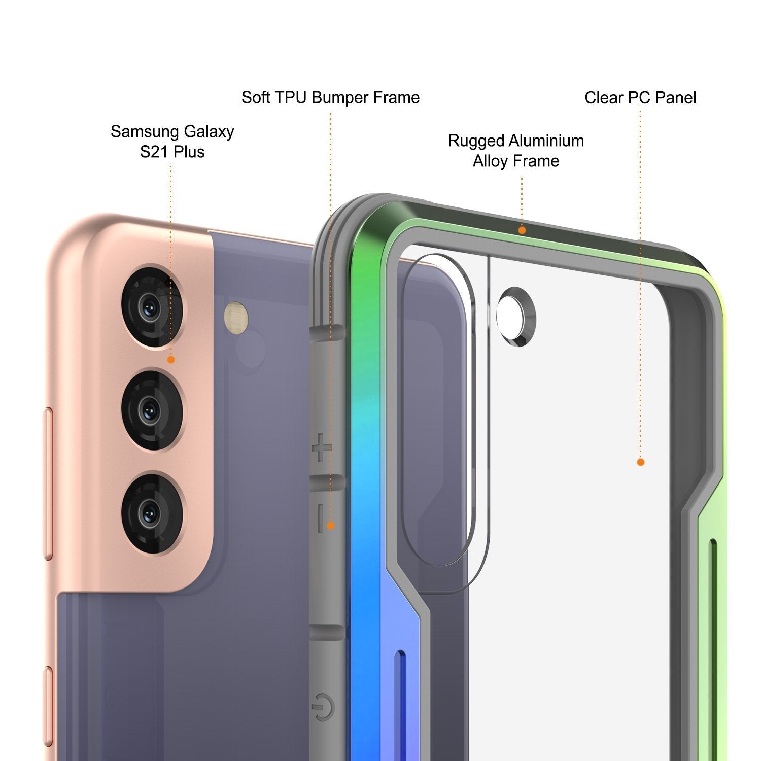 Capa protetora multilayer Punkcase S21+ Plus Ravenger Military Grade [Arco-íris]