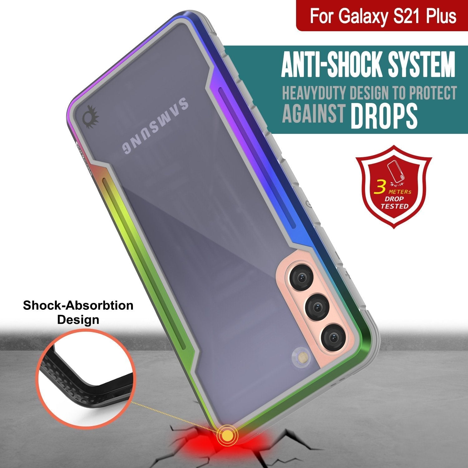 Capa protetora multilayer Punkcase S21+ Plus Ravenger Military Grade [Arco-íris]