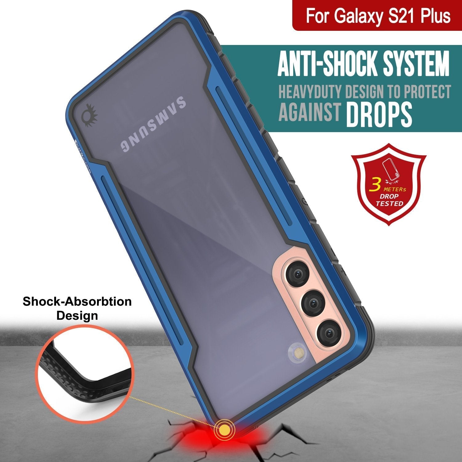Capa protetora Punkcase S21+ Plus Ravenger de Grau Militar de Múltiplas Camadas [Azul]