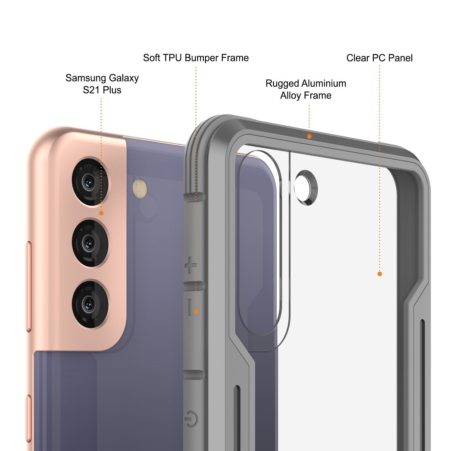 Capa Punkcase S21+ Plus ravenger Protetora de Grau Militar de Múltiplas Camadas [Cinza]