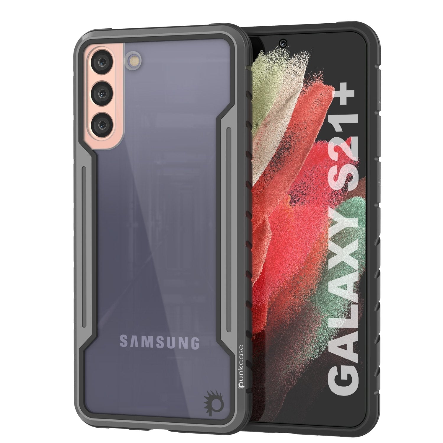 Capa protetora Punkcase S21+ Plus Ravenger de qualidade militar em várias camadas [Cinza-Preto]