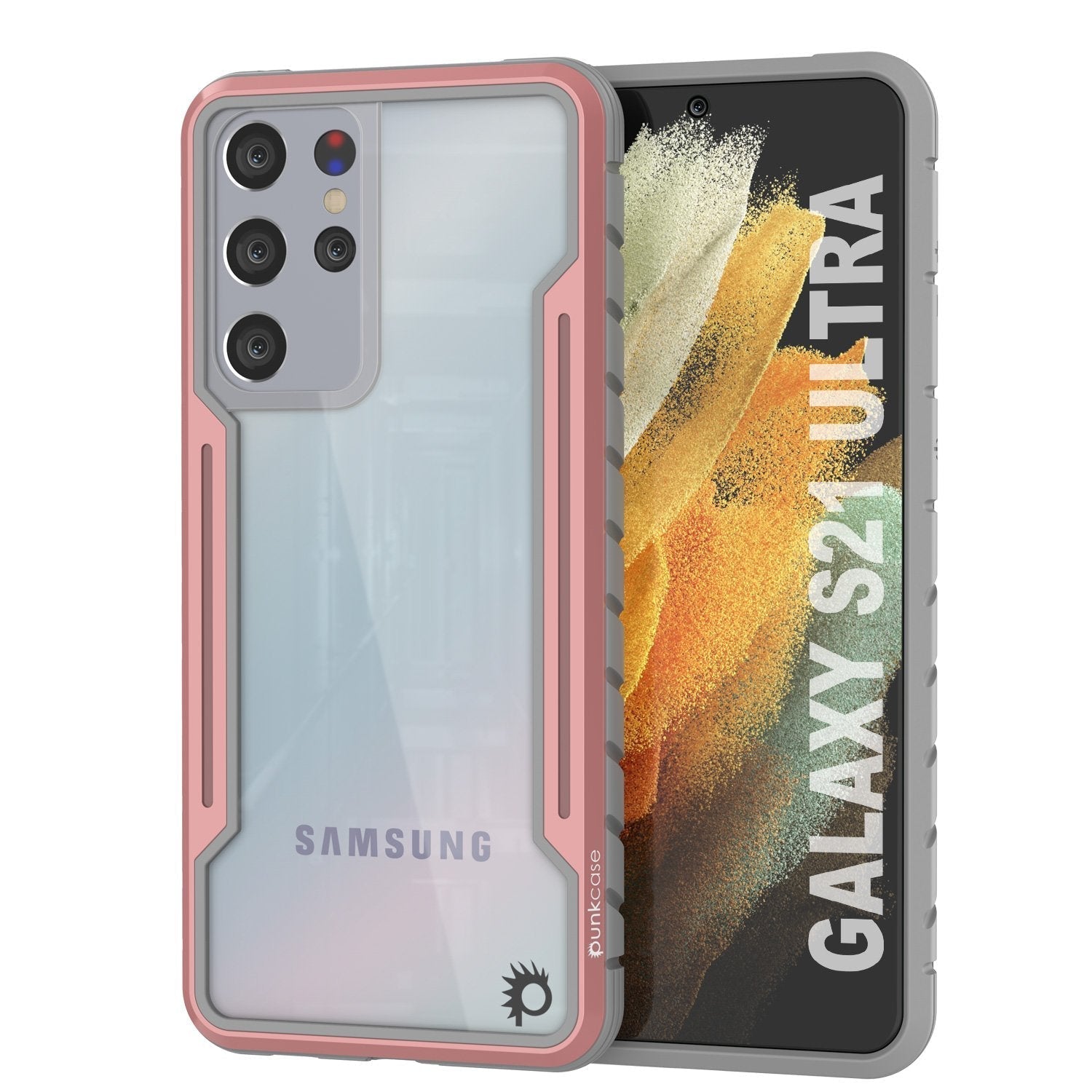 Capa protetora Punkcase S21 Ultra Ravenger em Certificação Militar, em camadas múltiplas [Rose-Gold]