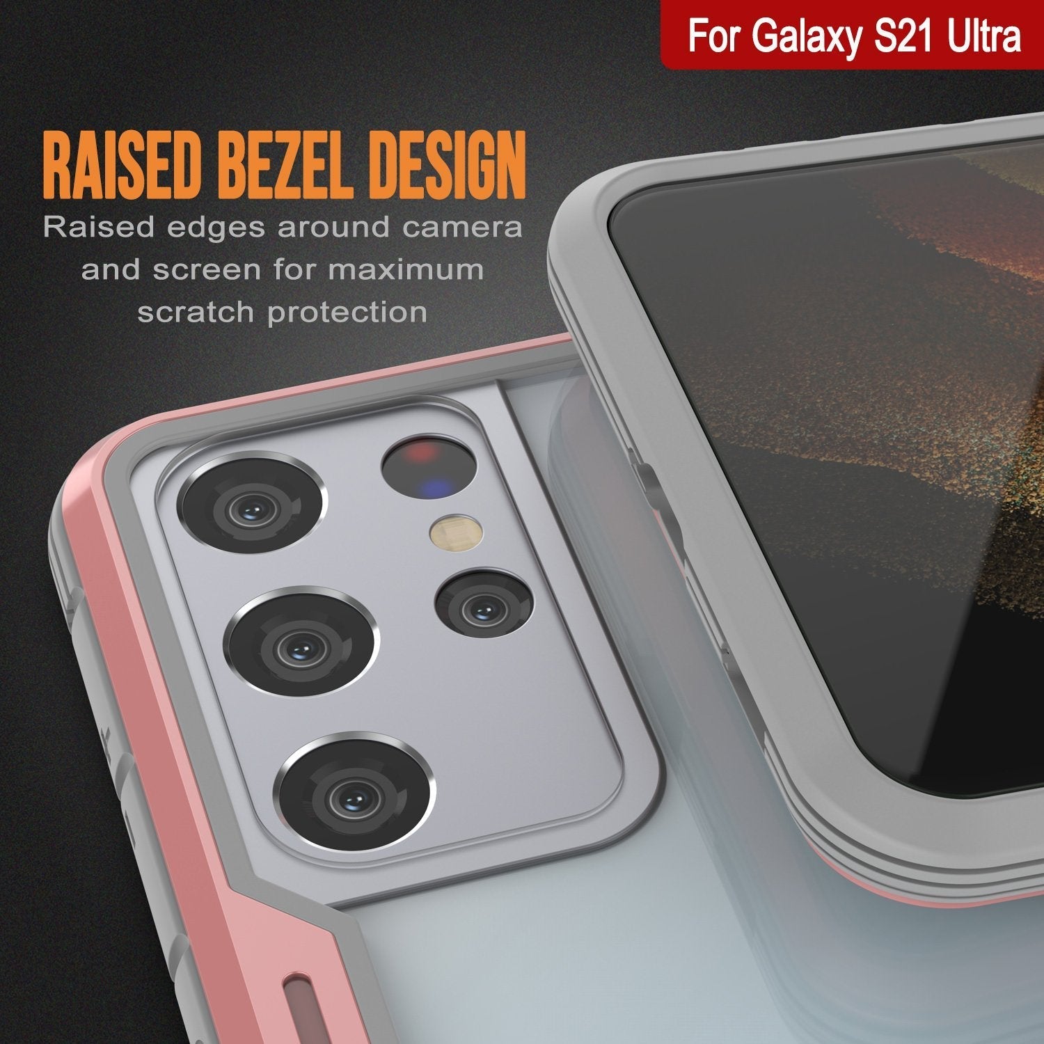 Capa protetora Punkcase S21 Ultra Ravenger em Certificação Militar, em camadas múltiplas [Rose-Gold]