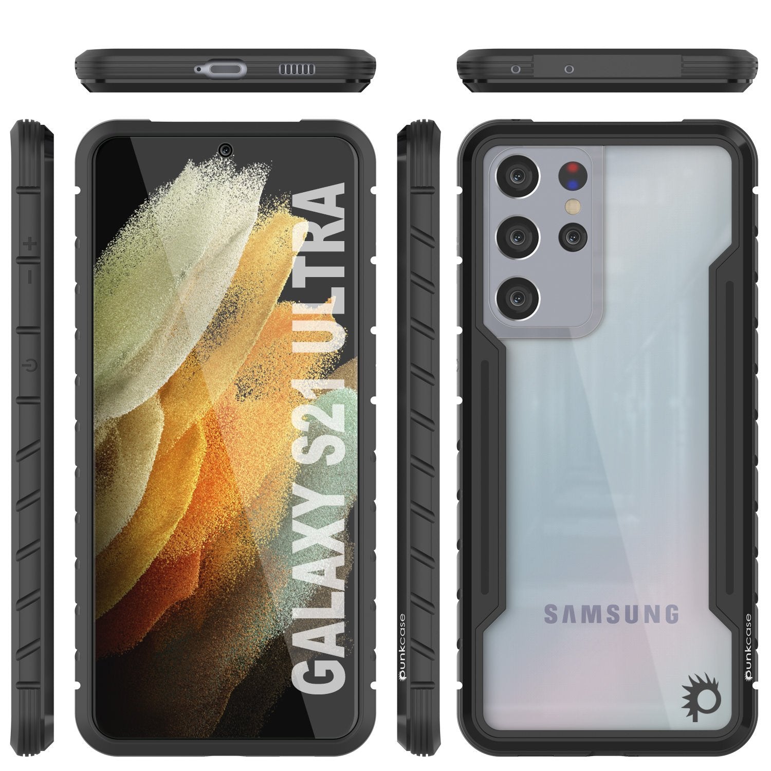 Capa protetora Punkcase S21 Ultra Ravenger Grau Militar Multicamada [Preto]