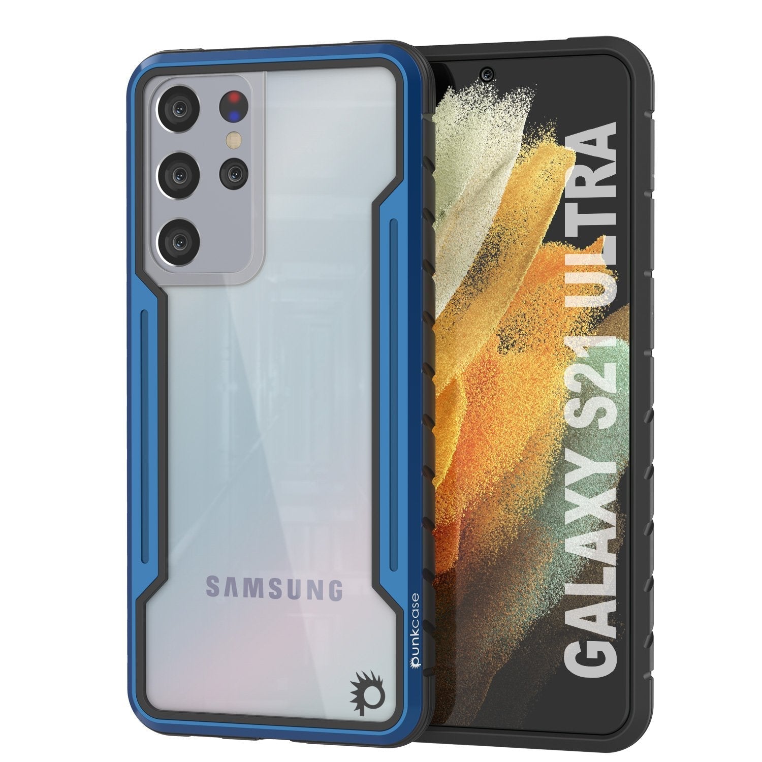 Capa protetora Punkcase S21 Ultra ravenger de Grau Militar Multicamada [Azul]