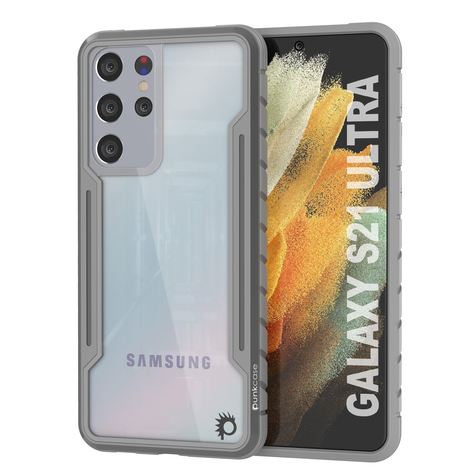 Capa Punkcase S21 Ultra Ravenger Protetora de Grau Militar de Camadas Múltiplas [Cinza]