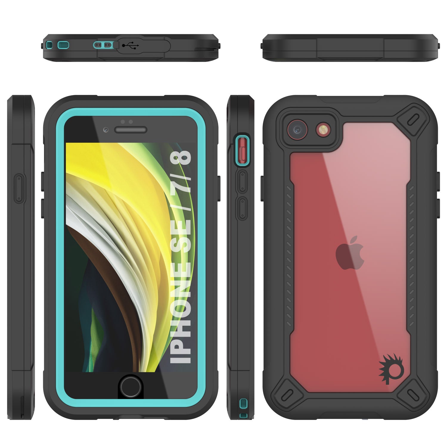 Capa à prova d'água IP68 para iPhone 7, Punkcase [teal] [Série Maximus] [Slim Fit] [Certificado IP68] [Resistente a Choques] Clear Armor Cover com Protetor de Tela | Proteção Total