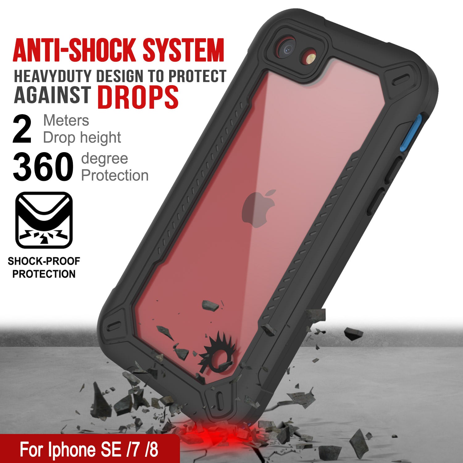 Capa à prova d'água IP68 do iPhone 7, Punkcase [Azul] [Série Maximus] [Slim Fit] [Certificado IP68] [Resistente a Choques] Capa de Armadura Transparente com Protetor de Tela | Proteção Total