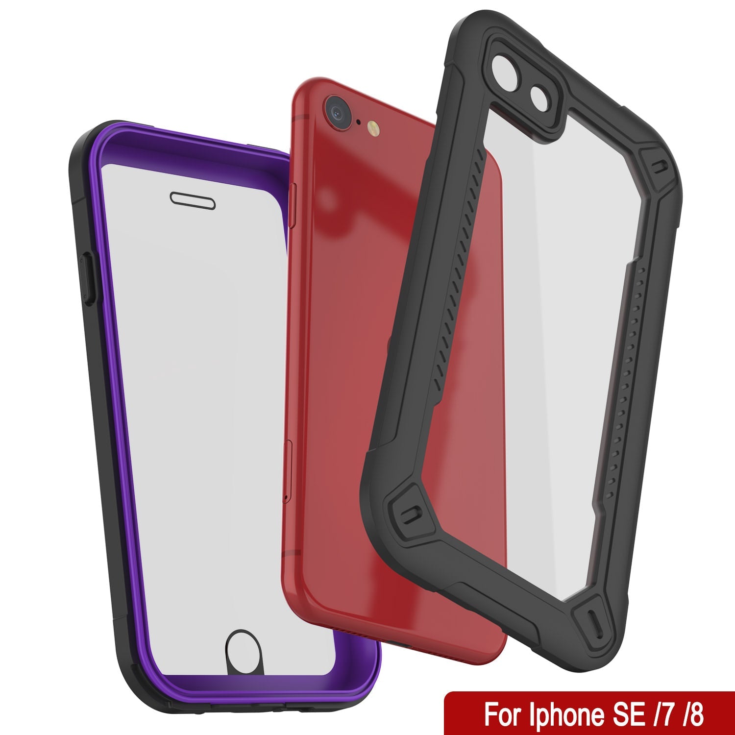 Capa à Prova d'Água IP68 para iPhone 7, Punkcase [Roxa] [Série Maximus] [Ajuste Slim] [Certificado IP68] [Resistente a Choques] Capa Transparente com Protetor de Tela | Proteção Máxima